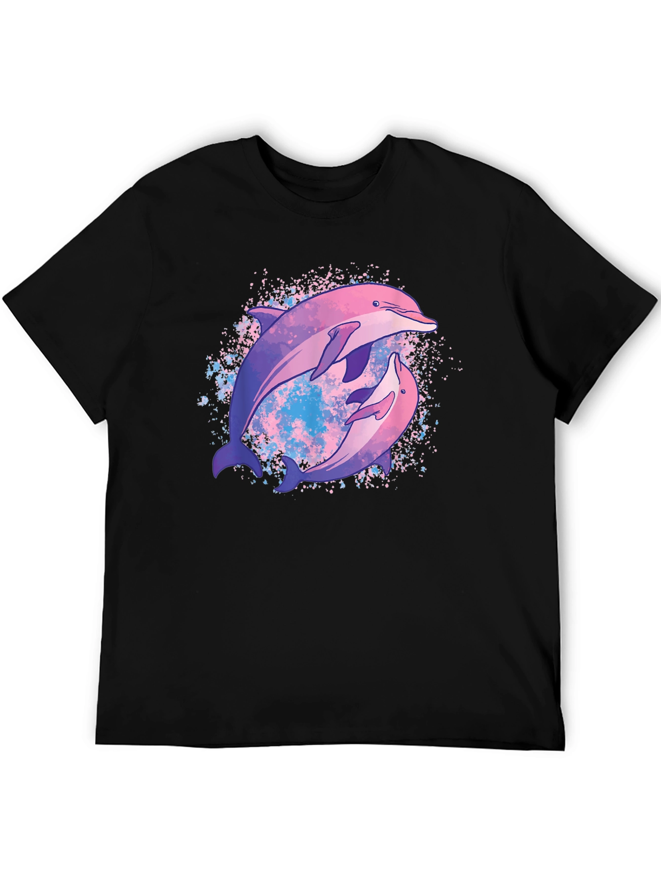 Black Dolphin Duo Black T-Shirt - Galaxy Design view 5