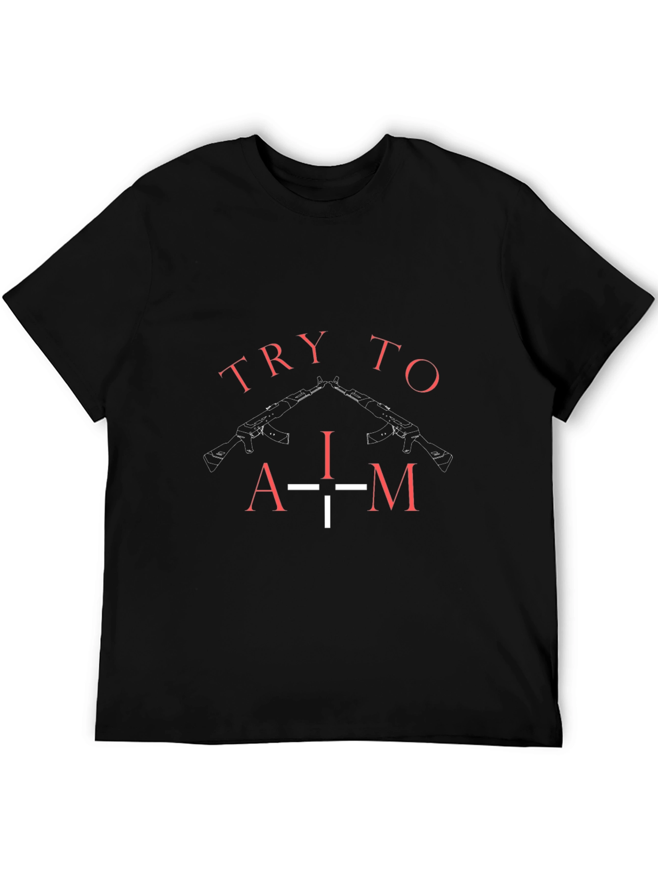 Black Try To Aim Graphic Tee - Black view 5