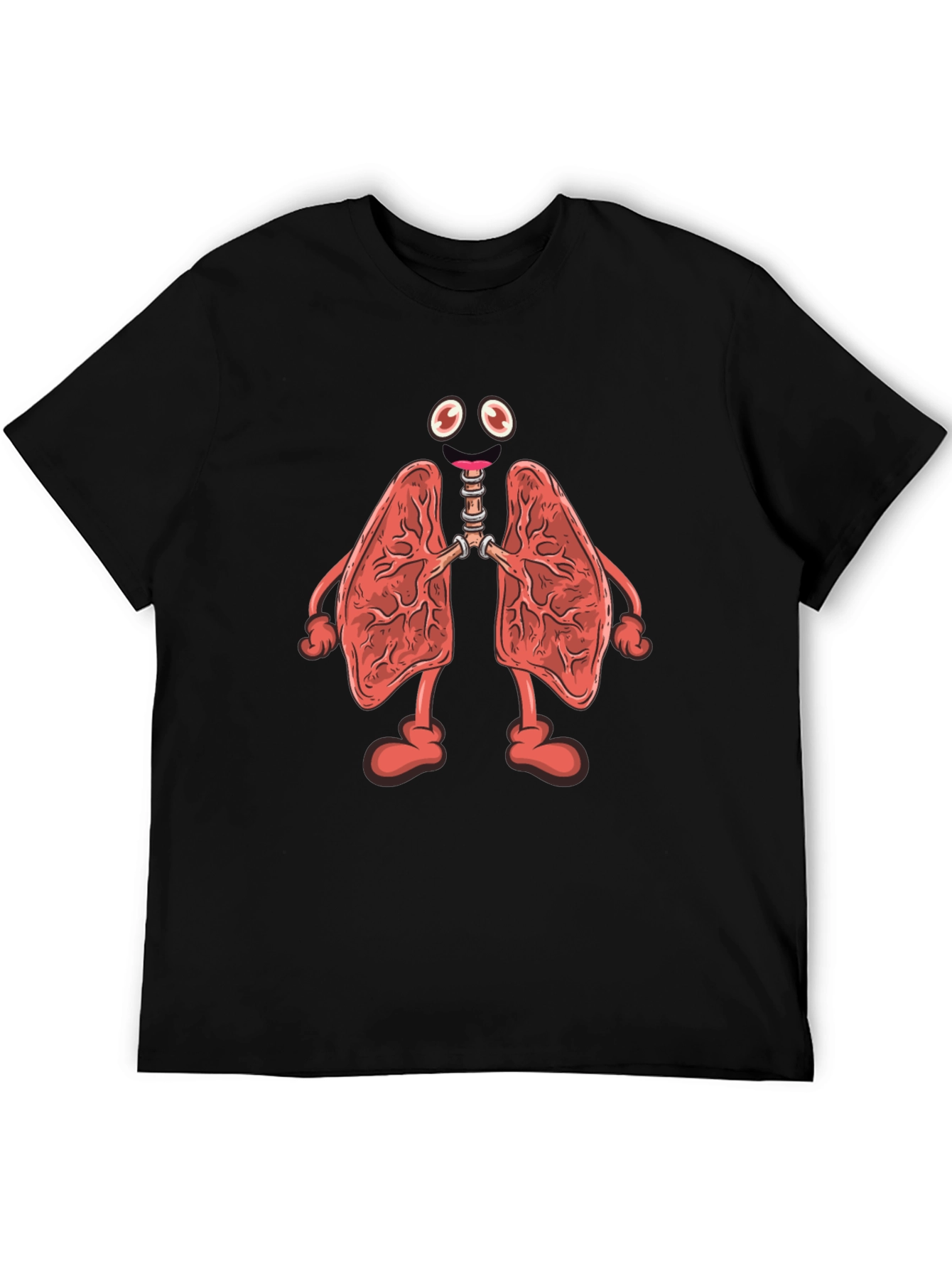 Black Cartoon Lungs Black T-Shirt view 5
