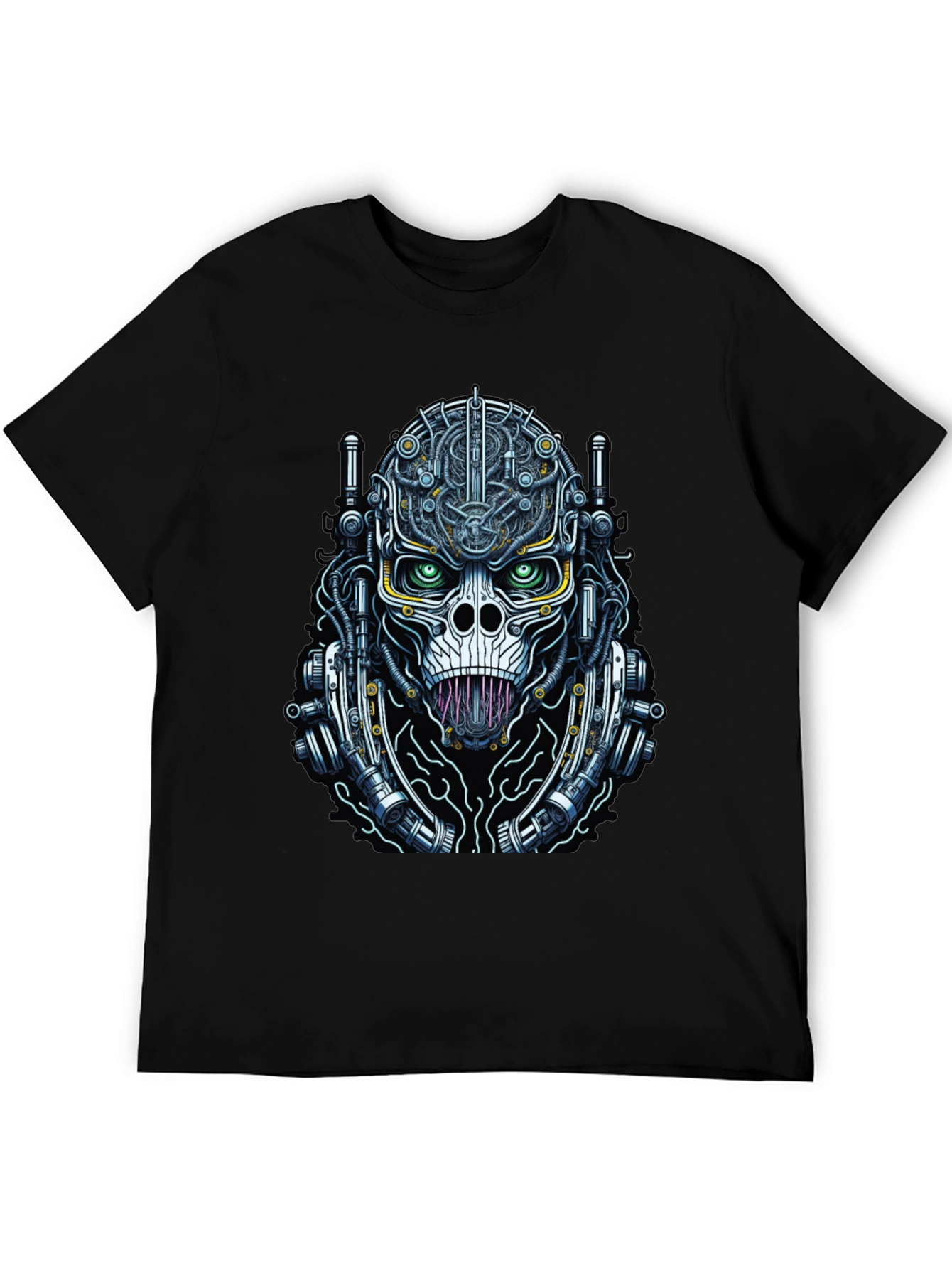 Black Cyberpunk Skull T-Shirt - Unique Graphic Tee view 5