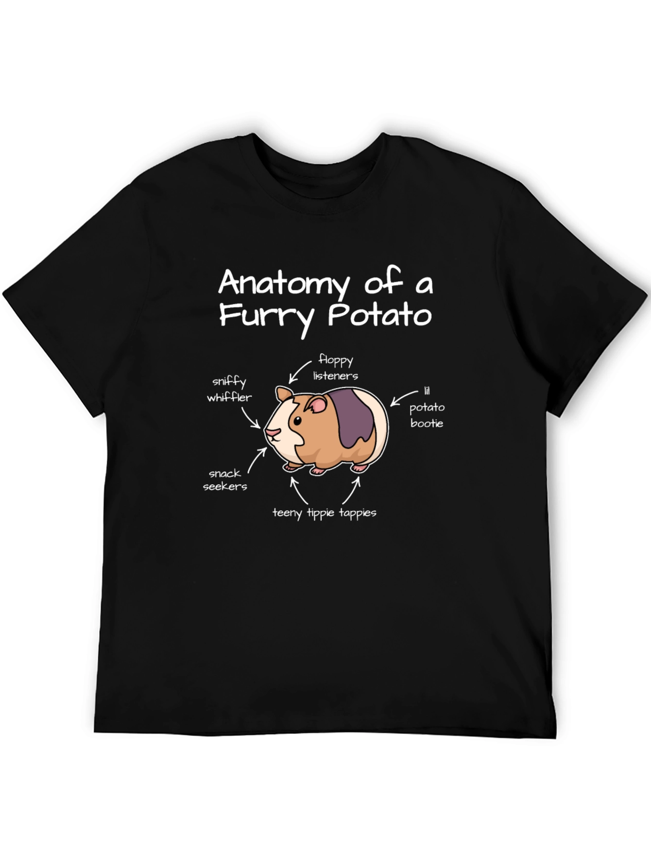 Black Anatomy of a Furry Potato T-Shirt view 5
