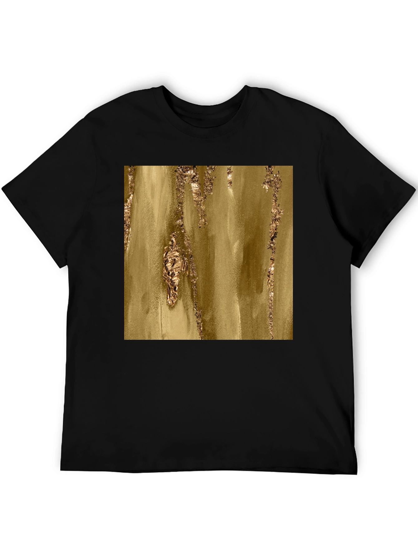 Black Abstract Gold Foil Print Black T-Shirt view 5