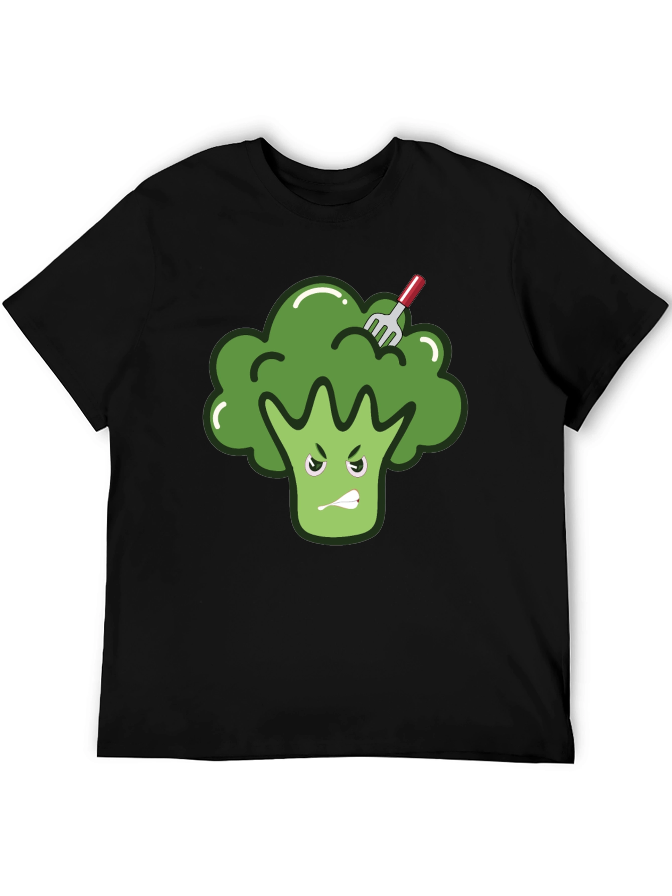 Black Funny Broccoli T-Shirt - Vegetarian Vegan Tee view 5