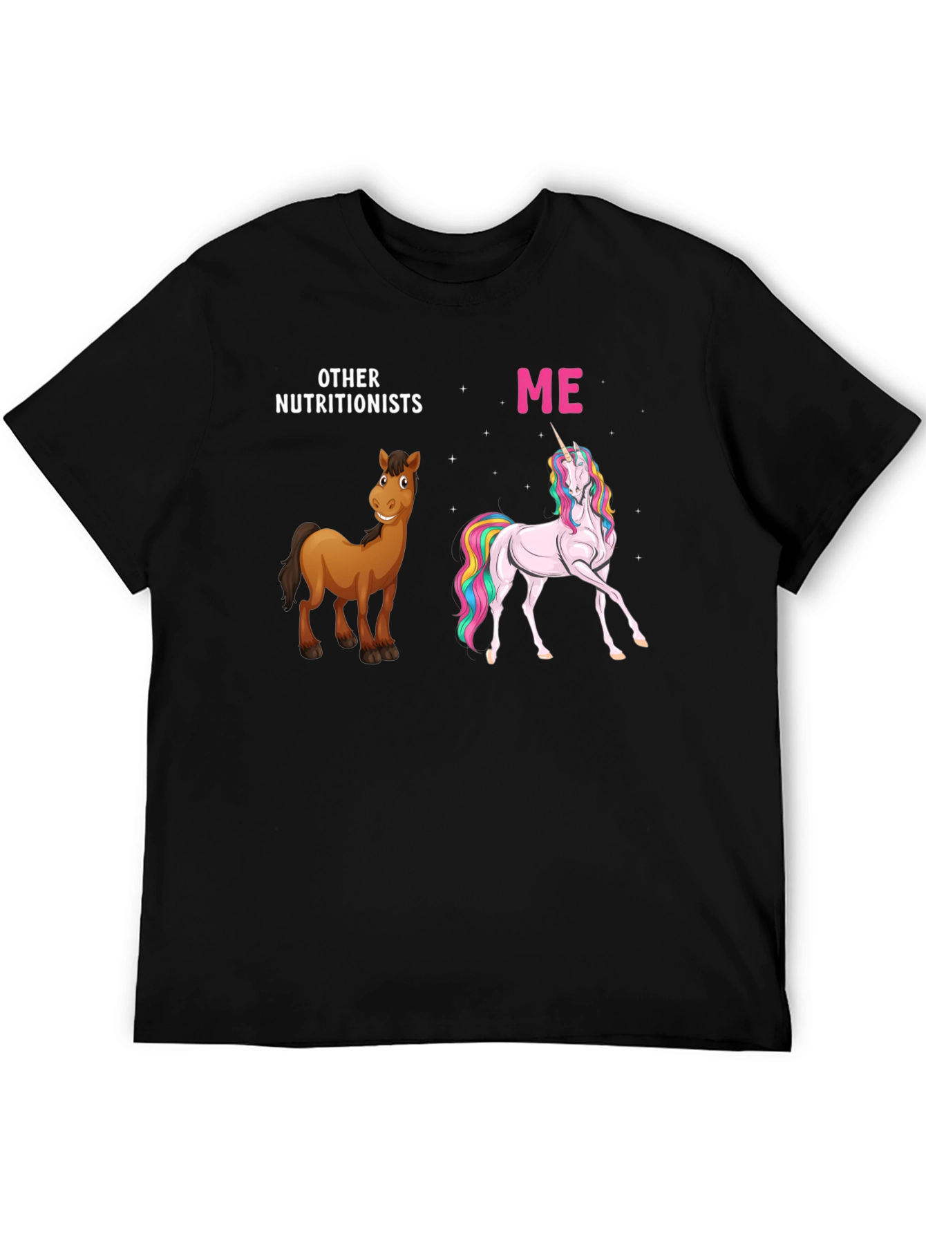 Black Nutritionist Horse & Unicorn T-Shirt view 5