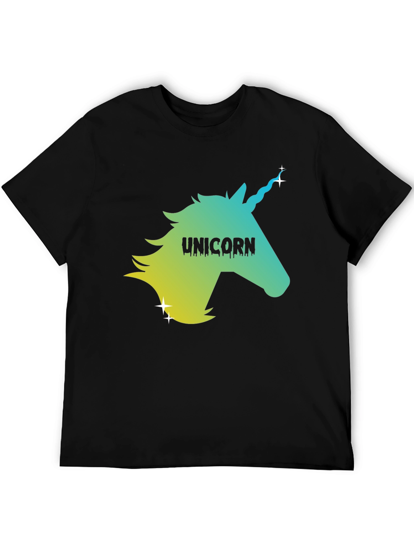 Black Unicorn Graphic Black Tee - Men's Short Sleeve T-Shirt view 5