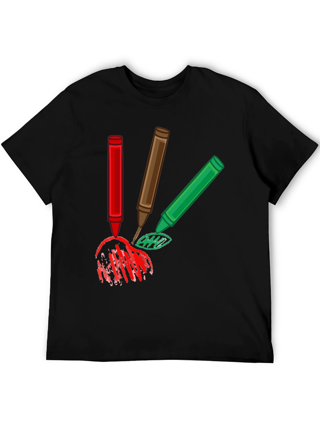 Black Crayon Scribble Graphic Tee - Black Cotton T-Shirt view 5