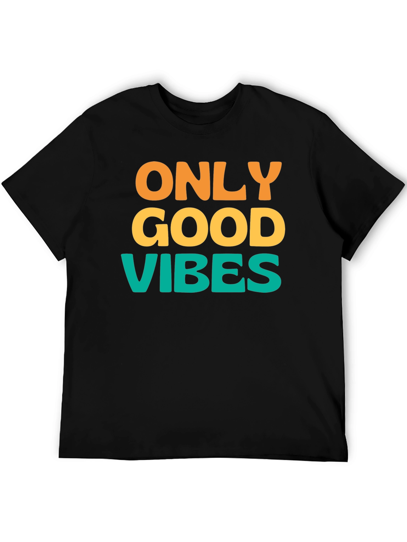 Black Only Good Vibes T-Shirt - Positive Message Tee view 5