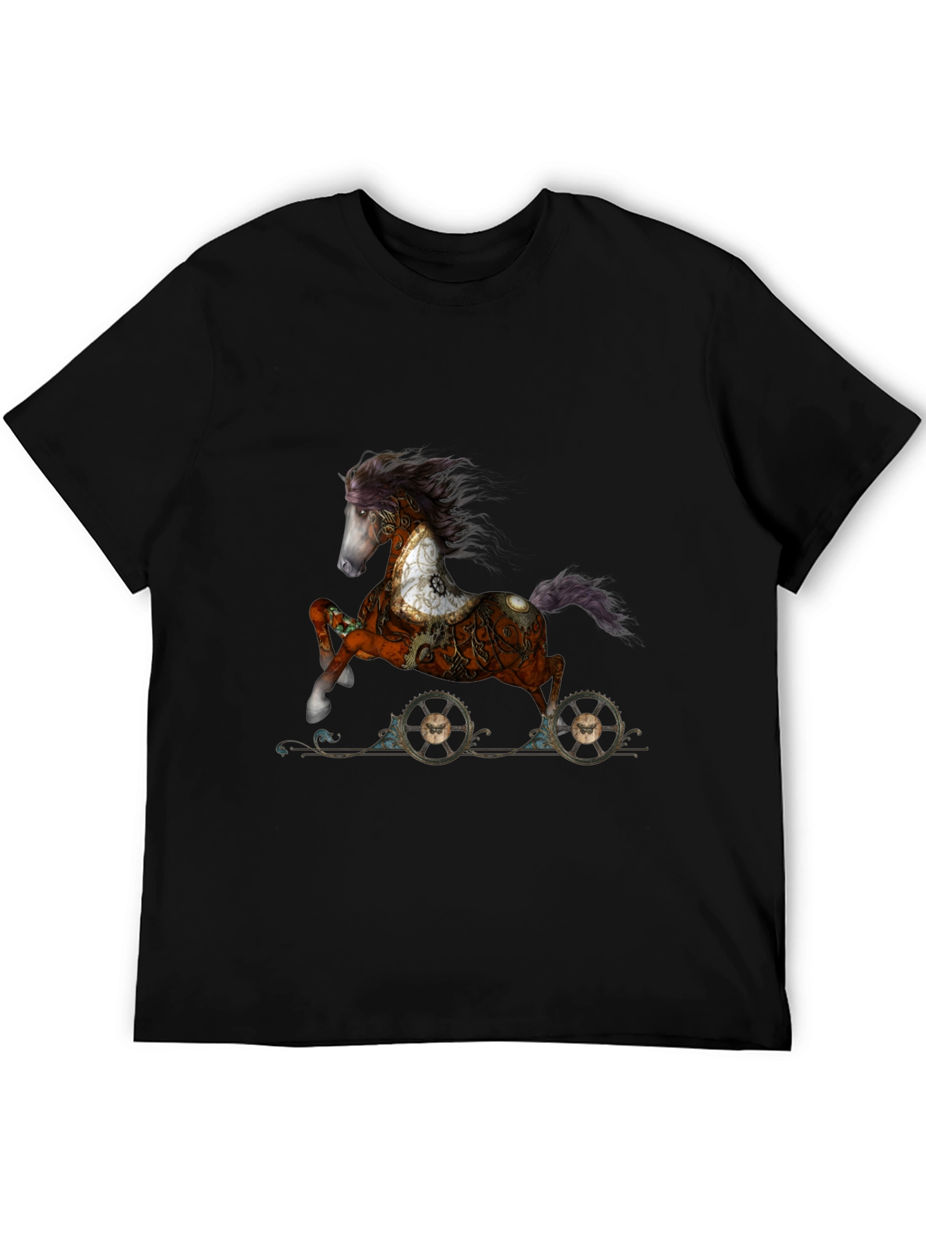 Black Steampunk Horse T-Shirt - Unique Graphic Tee view 5