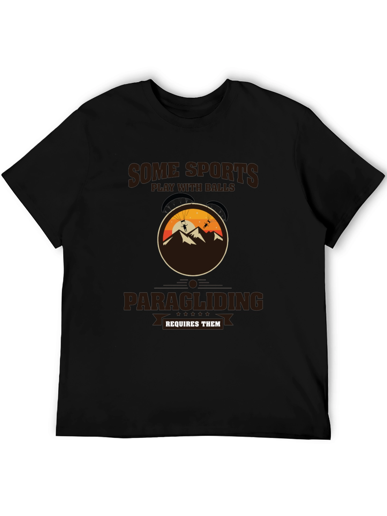 Black Paragliding T-Shirt: Some Sports Require Balls view 5