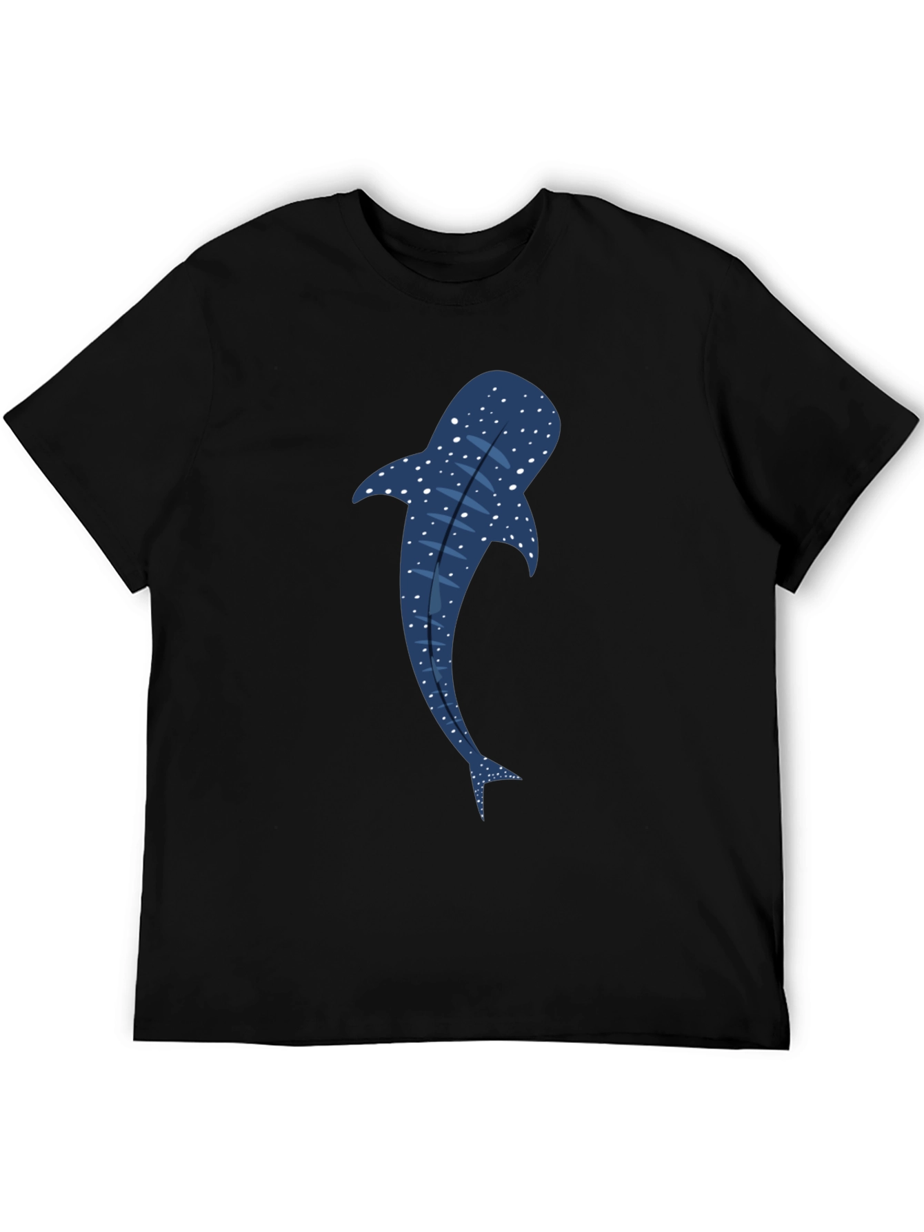 Black Whale Shark Graphic Tee - Black Cotton T-Shirt view 5