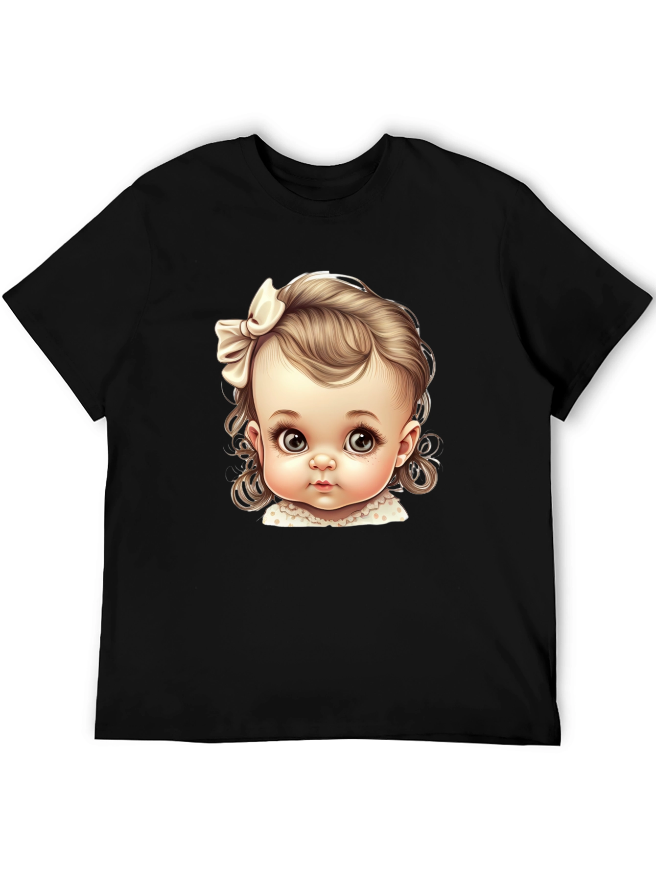 Black Baby Doll Graphic Tee - Cute & Stylish Black T-Shirt view 5