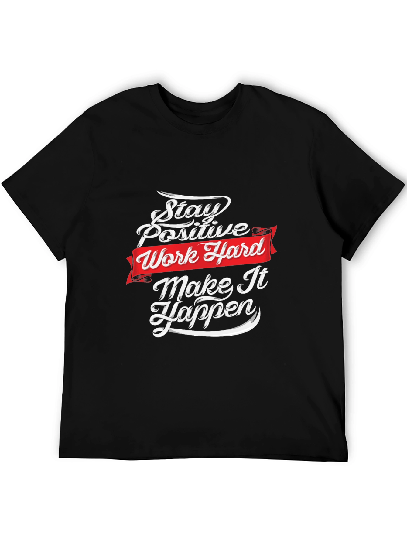 Black Motivational T-Shirt: Stay Positive, Work Hard view 5