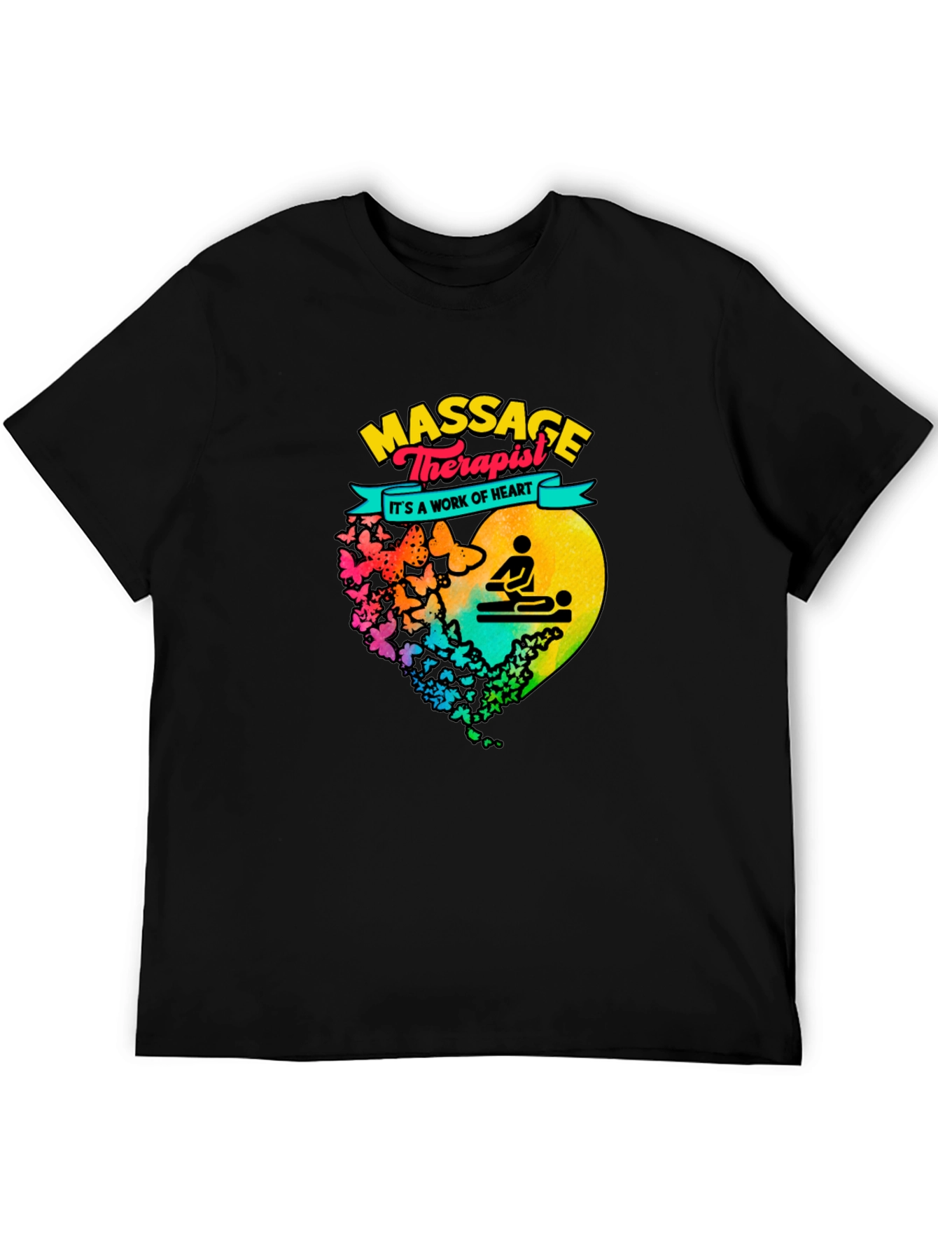 Black Massage Therapist Heart Graphic T-Shirt view 5