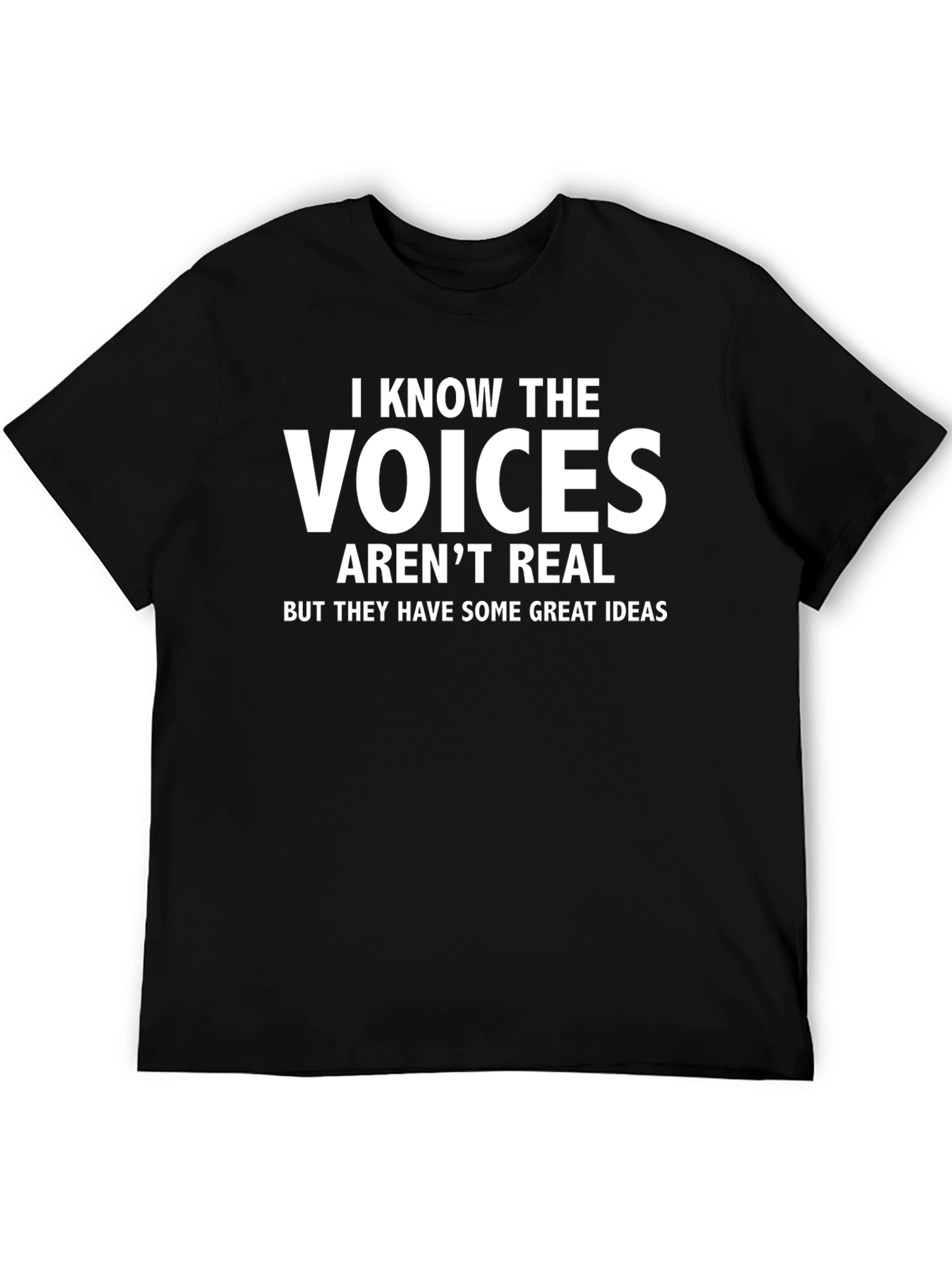 Black Funny "Voices" Graphic T-Shirt view 5