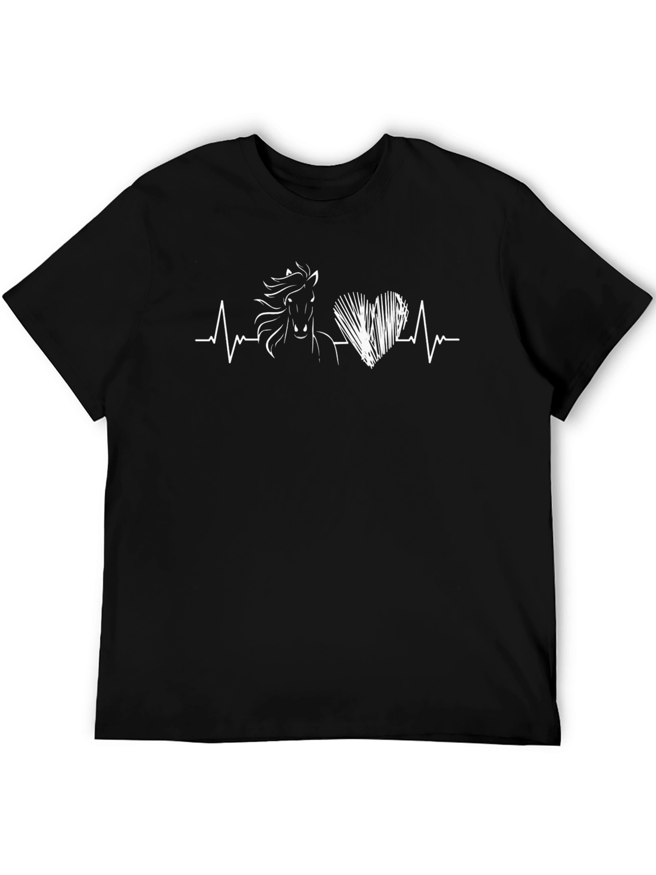 Black Horse Heartbeat Graphic Tee - Stylish Unisex T-Shirt view 5