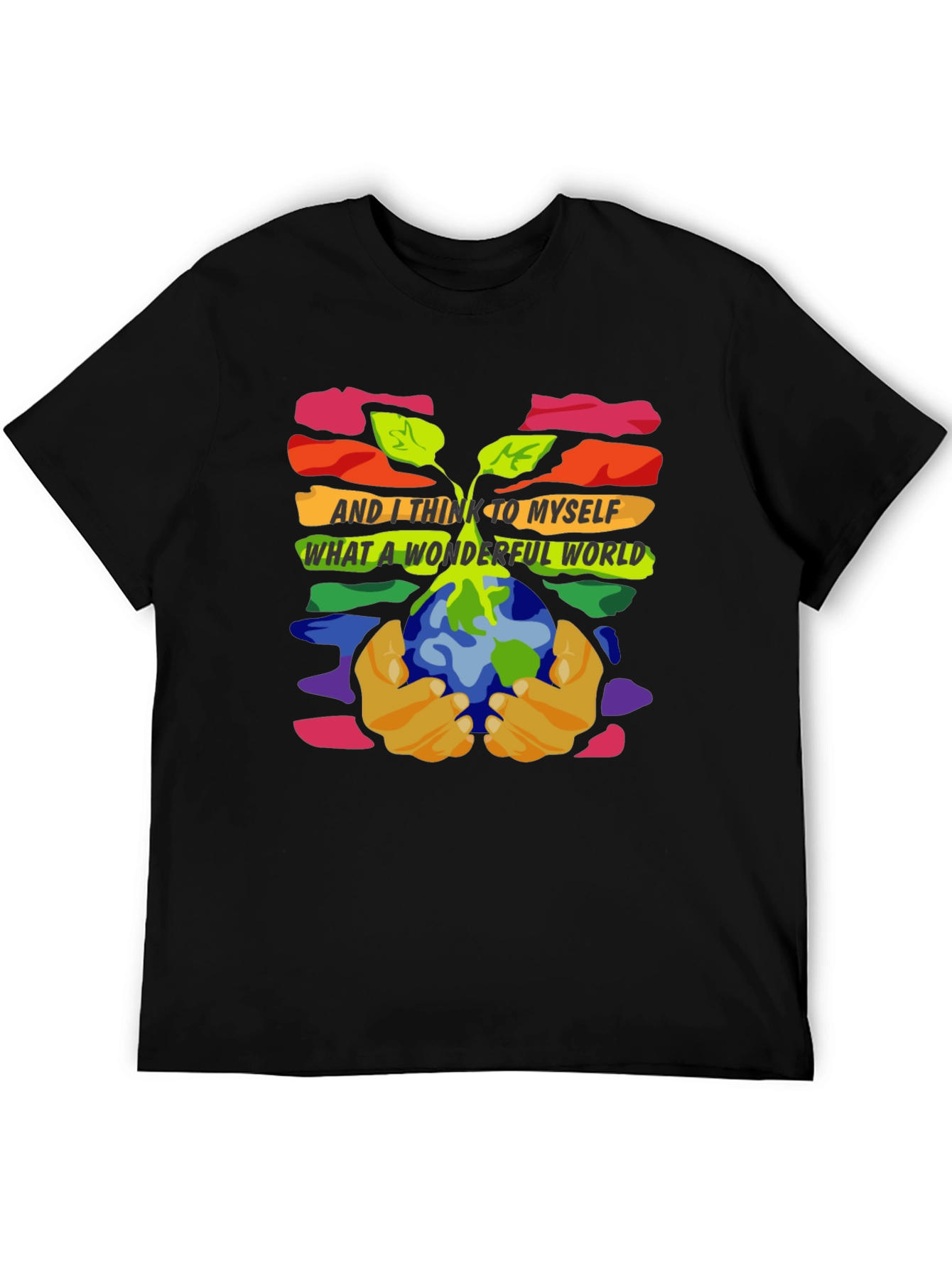 Black Wonderful World Graphic Tee - Unisex Black T-Shirt view 5