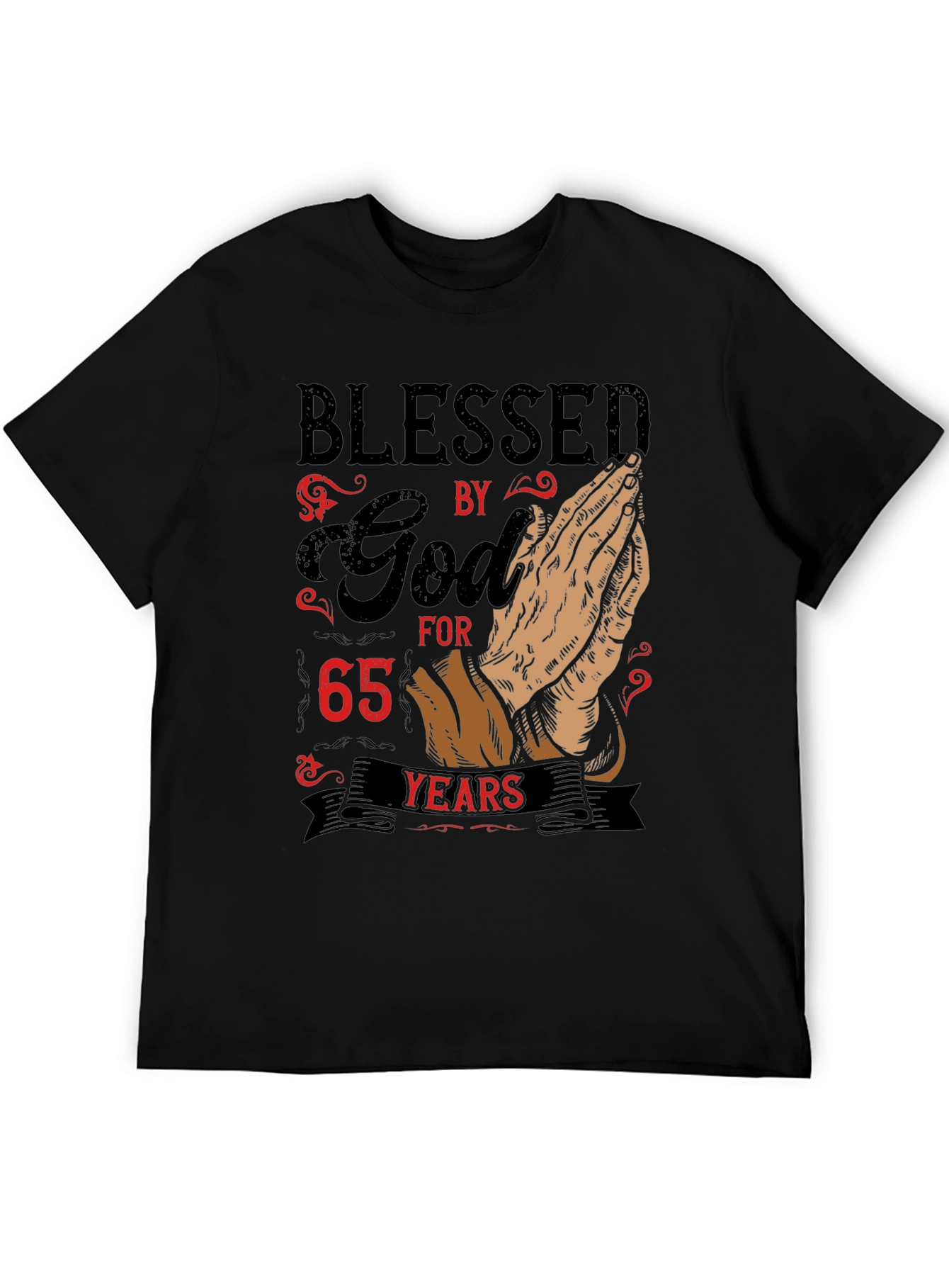 Black Blessed by God 65 Years T-Shirt view 5