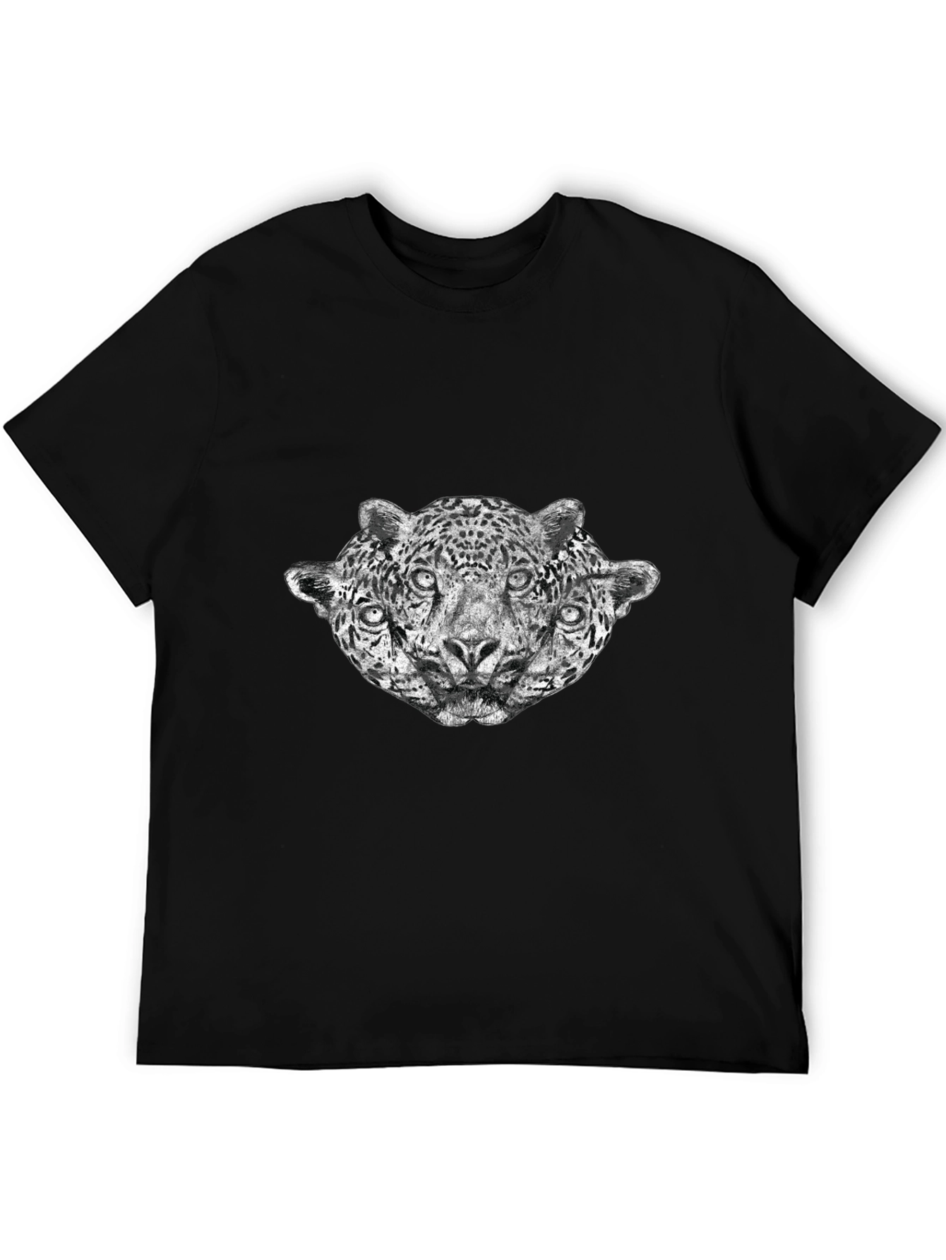 Black Three-Headed Leopard Graphic T-Shirt - Black view 5