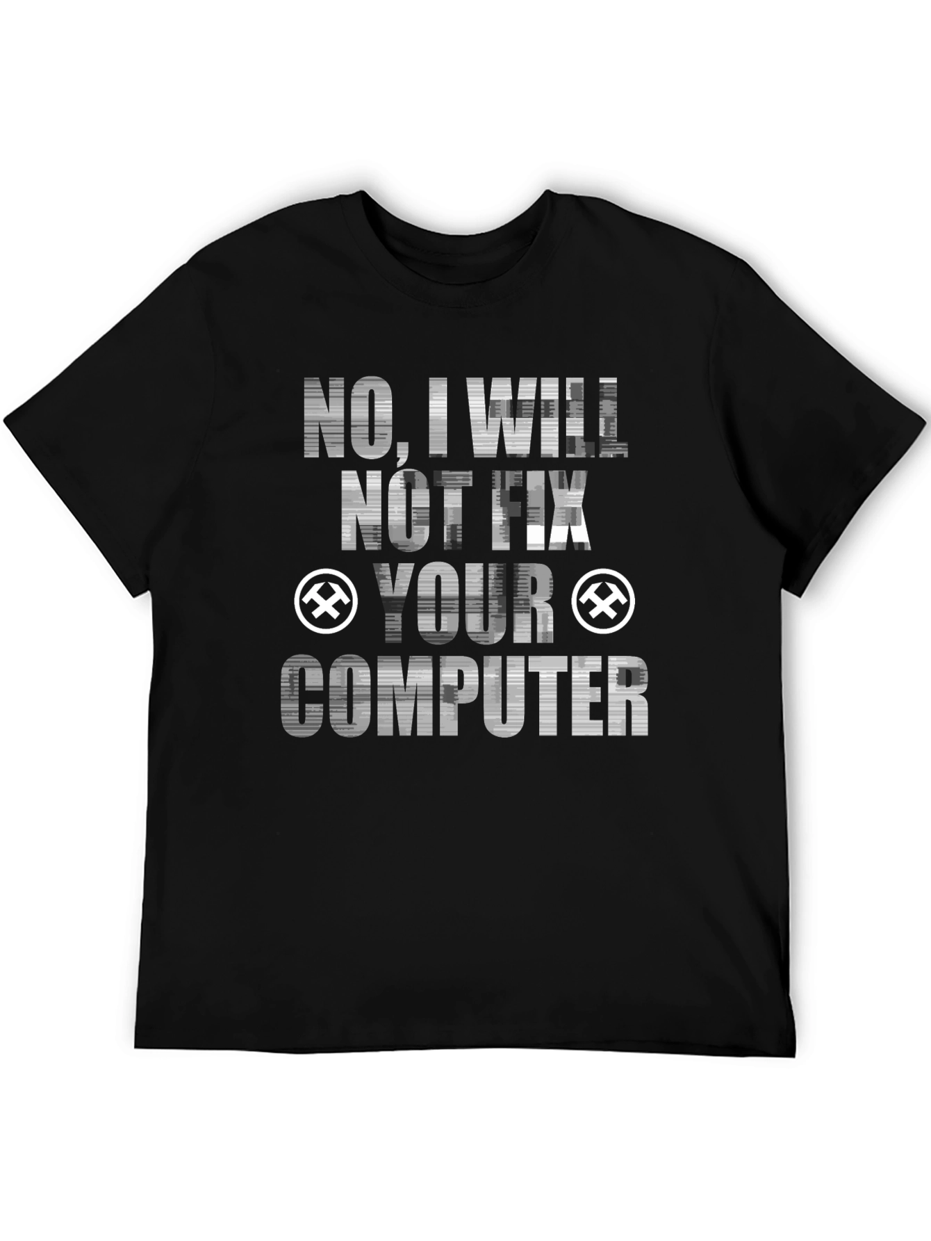 Black No I Will Not Fix Your Computer Graphic Tee view 5