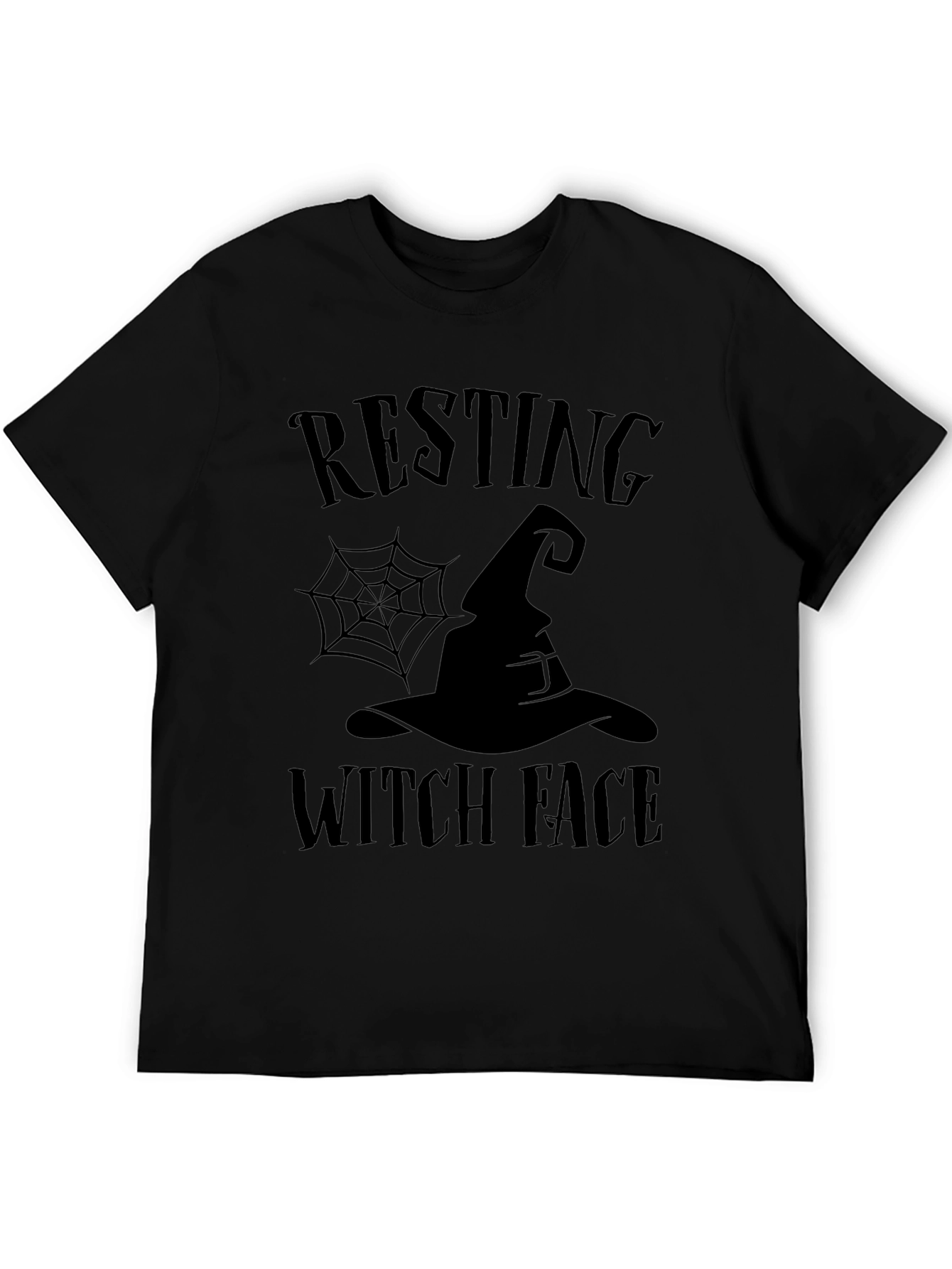 Black Resting Witch Face Halloween T-Shirt view 5