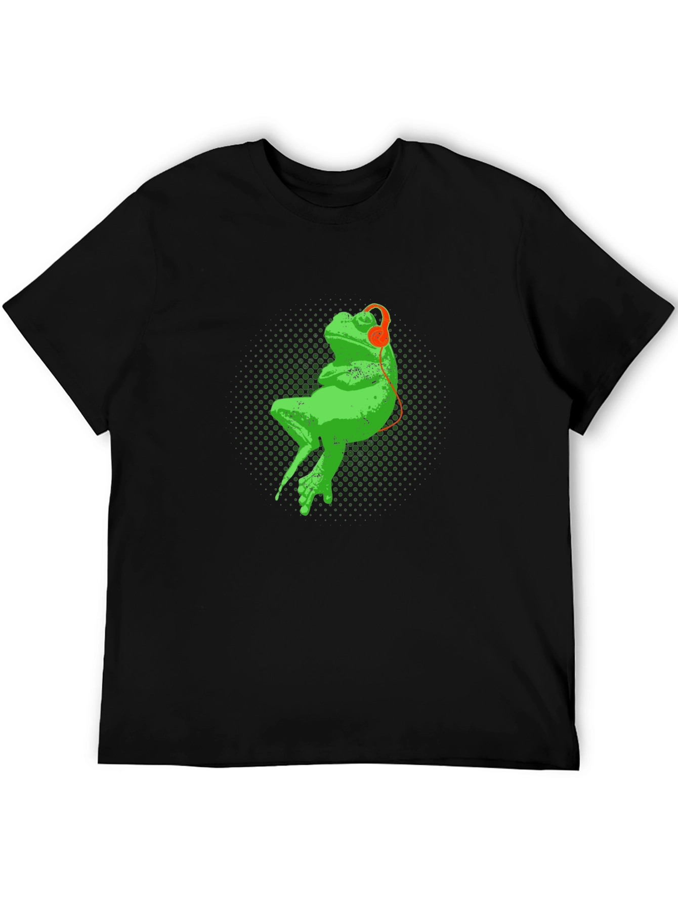 Black Frog in Headphones Graphic Tee view 5