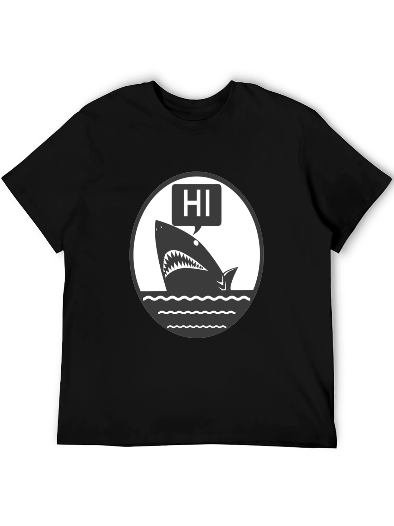 Black Hi Shark Graphic Tee - Black Cotton T-Shirt view 5
