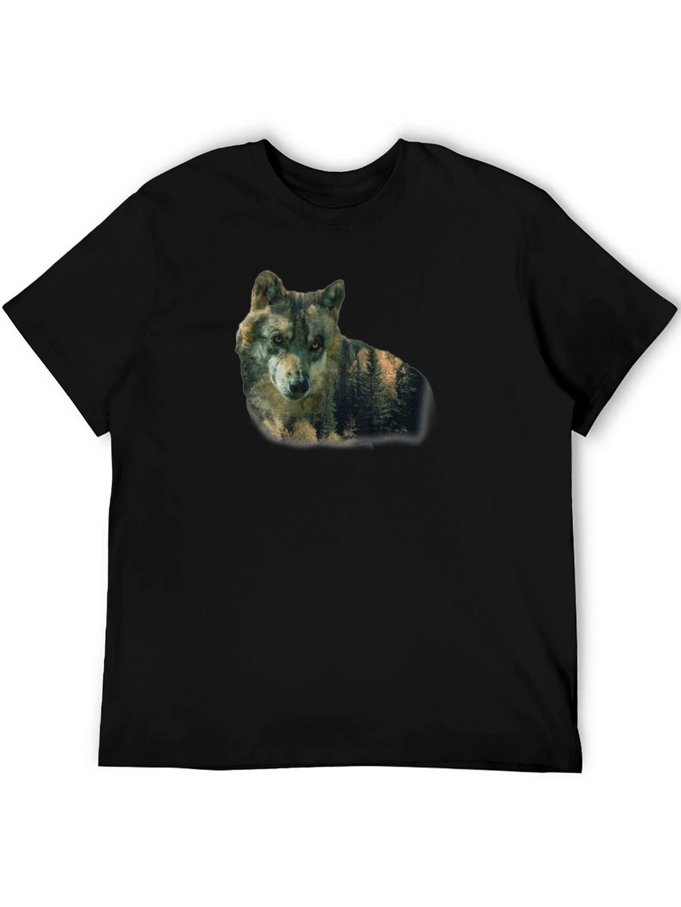 Black Wolf Nature Graphic Print Black T-Shirt view 5