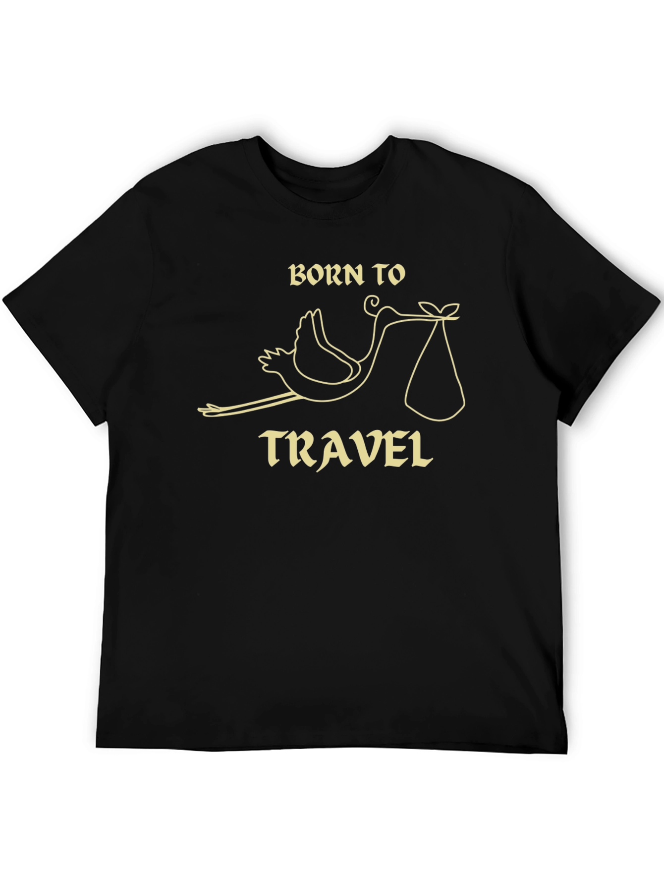 Black Born to Travel Stork T-Shirt view 5