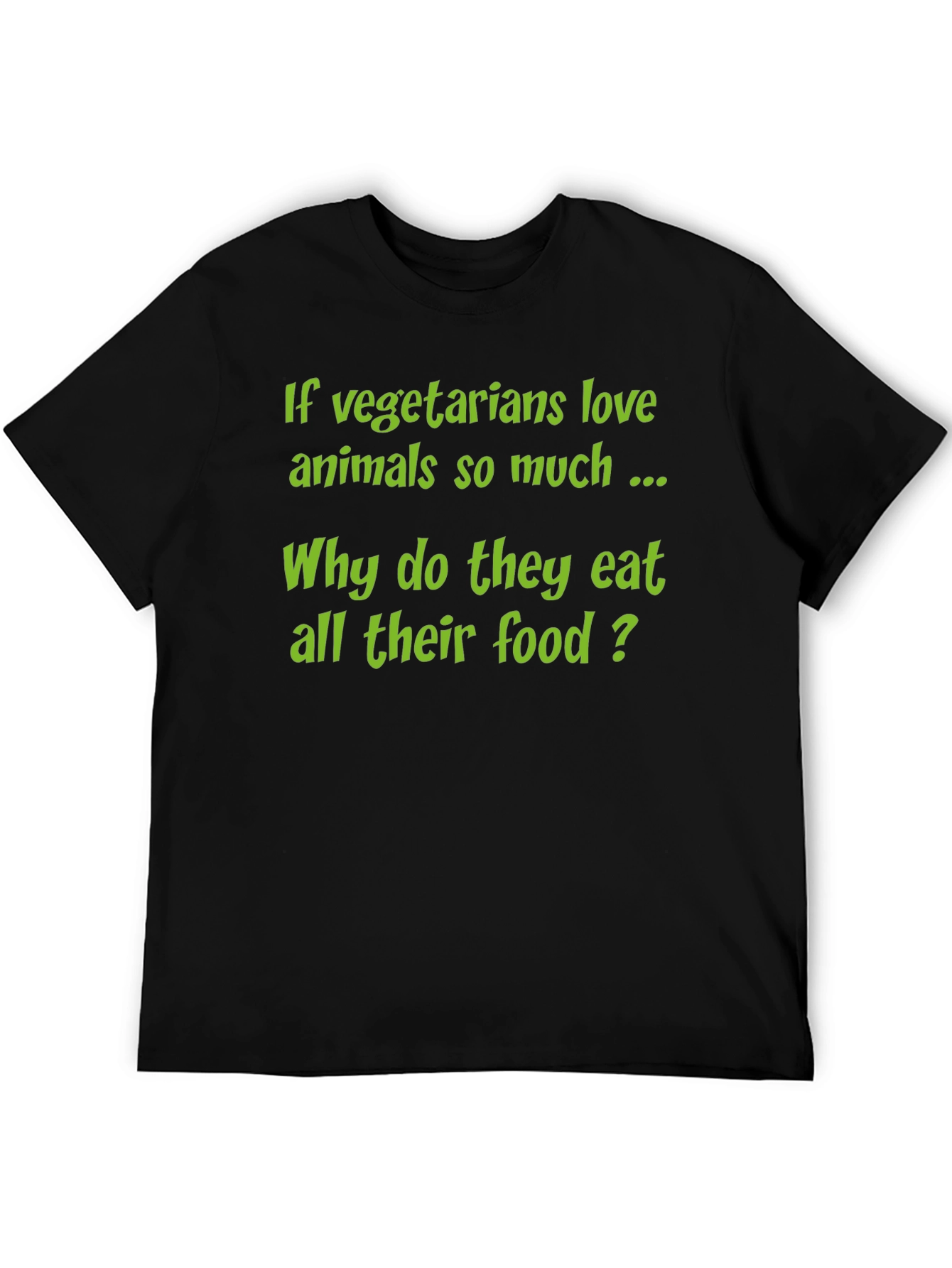Black Funny Vegetarian T-Shirt - 'Why Eat All Their Food?' view 5