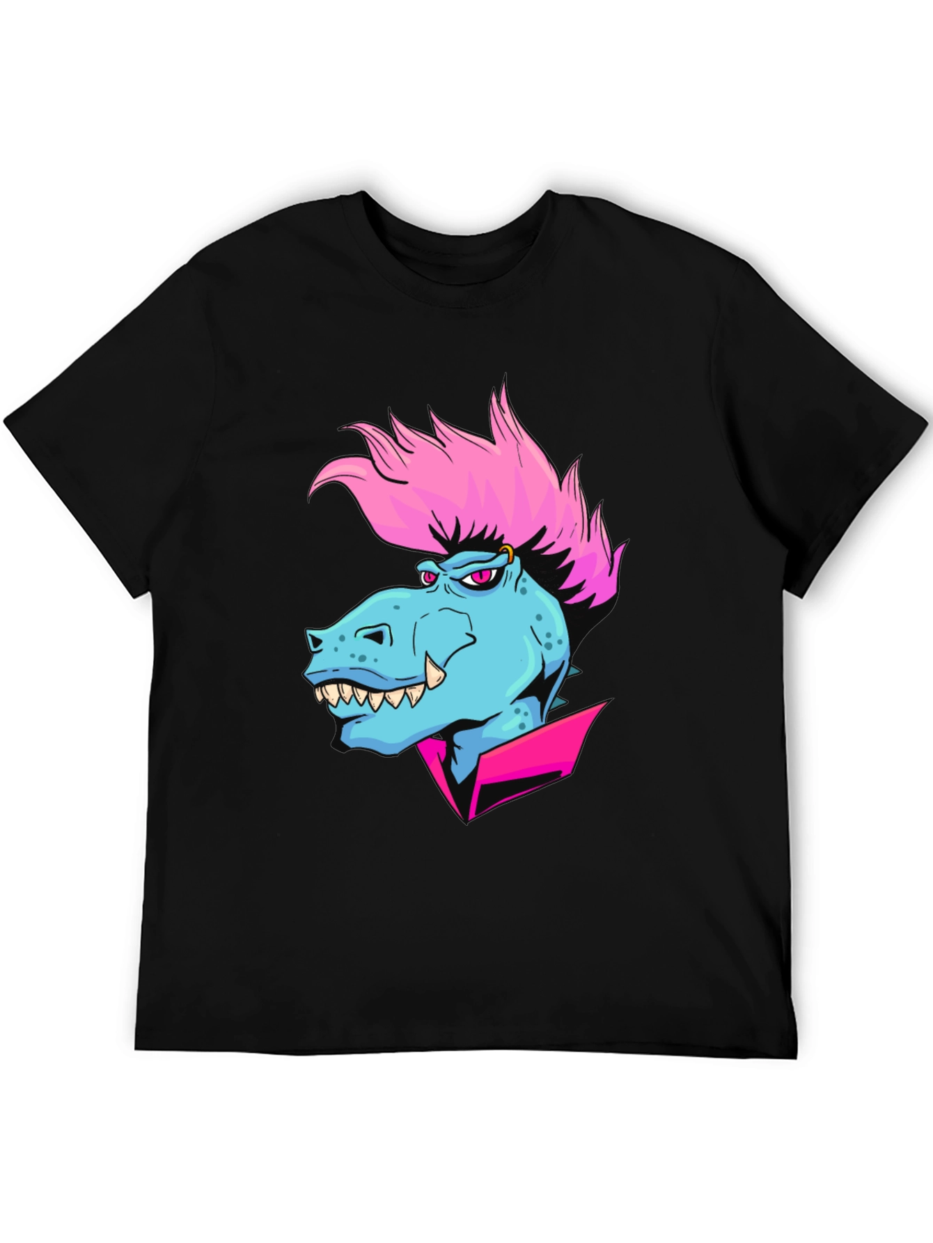 Black Cartoon Dinosaur Graphic T-Shirt view 5