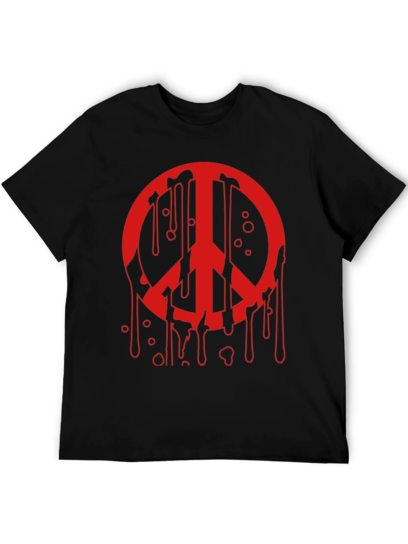 Black Peace Sign Drip Graphic Tee - Black view 5