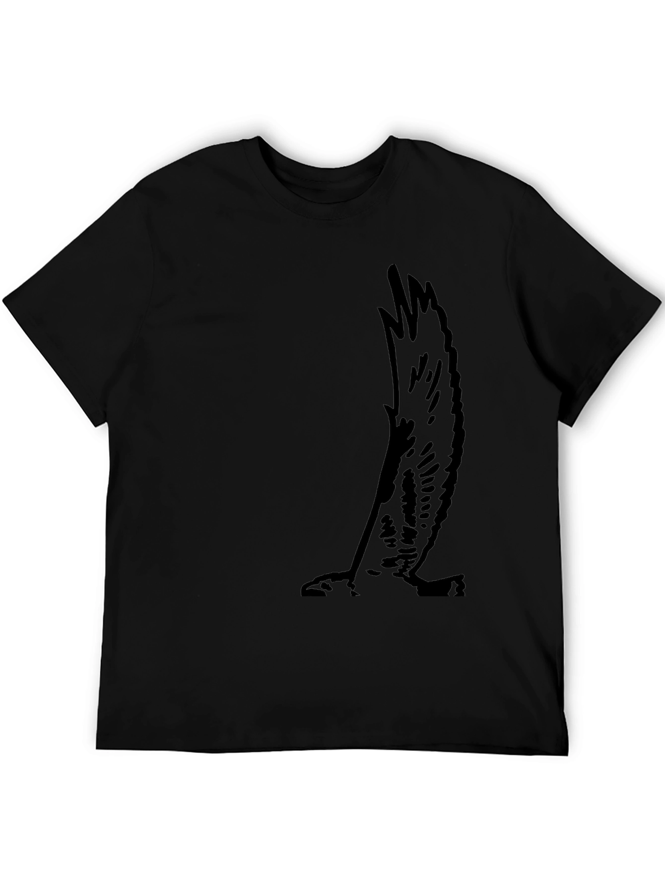 Black Men's Black Tee with Eagle Wing Graphic view 5
