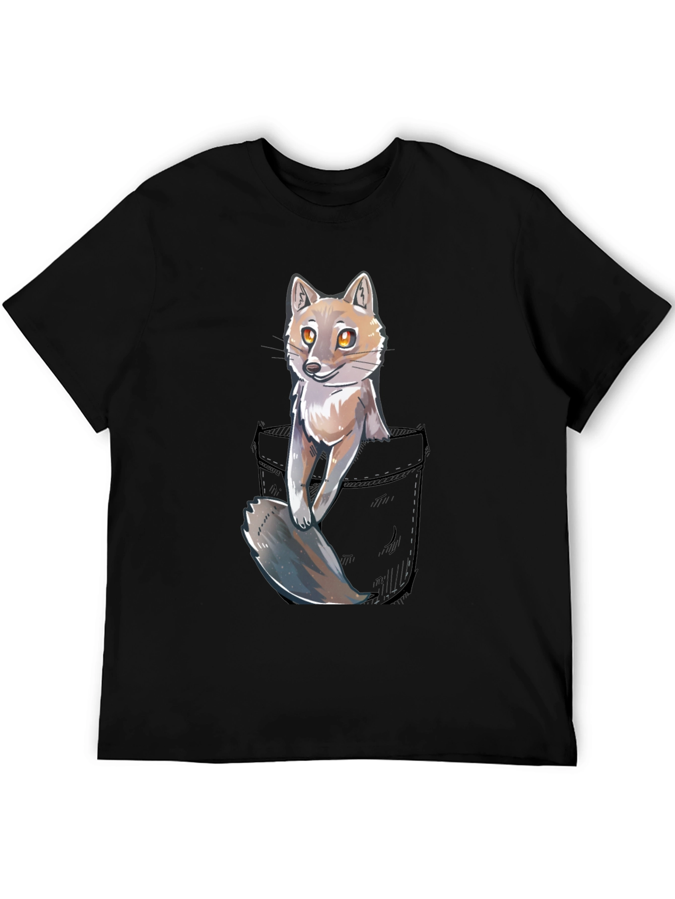 Black Fox in Pocket Graphic T-Shirt - Unisex view 5