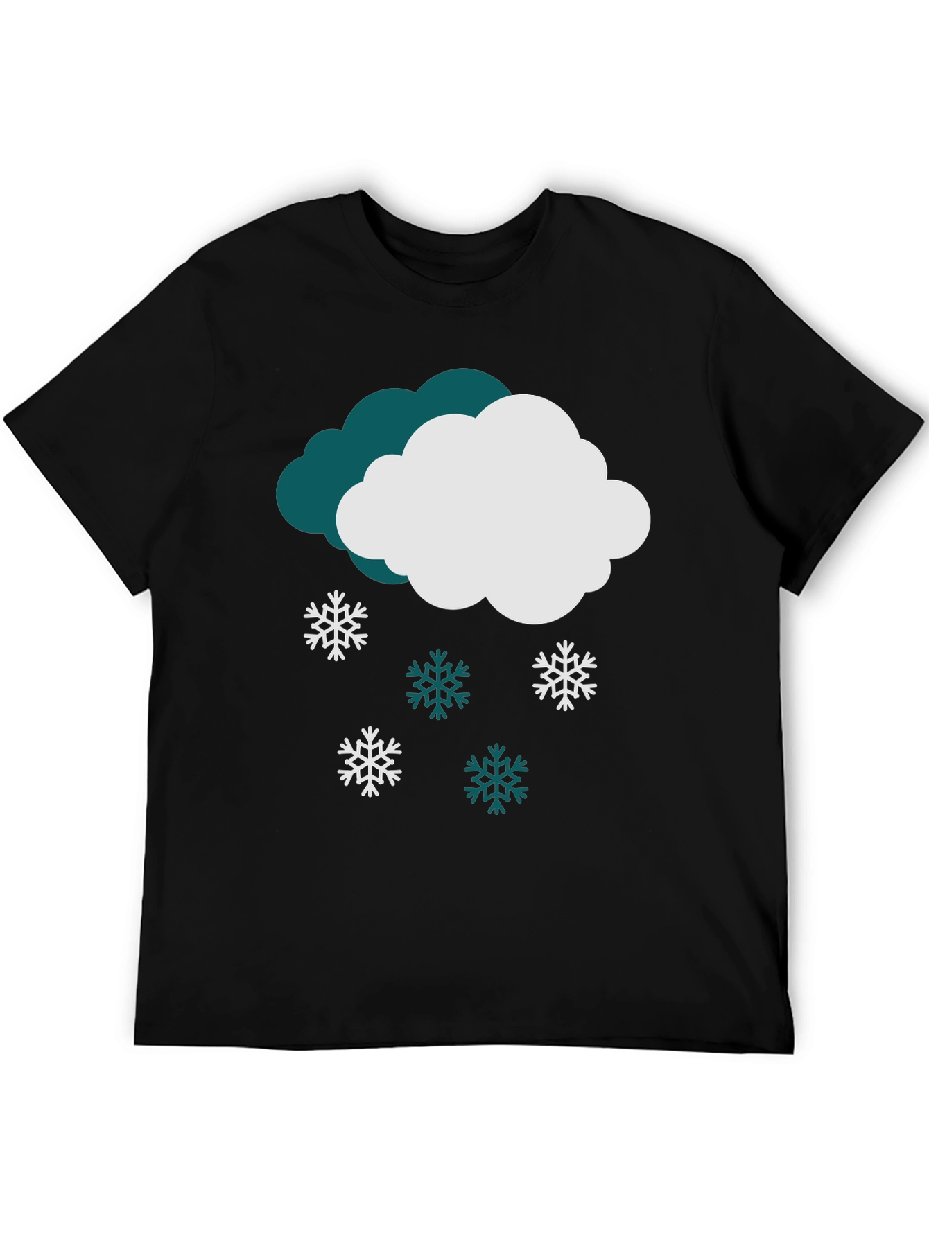 Black Snowy Cloud Graphic Tee - Winter Holiday Style view 5