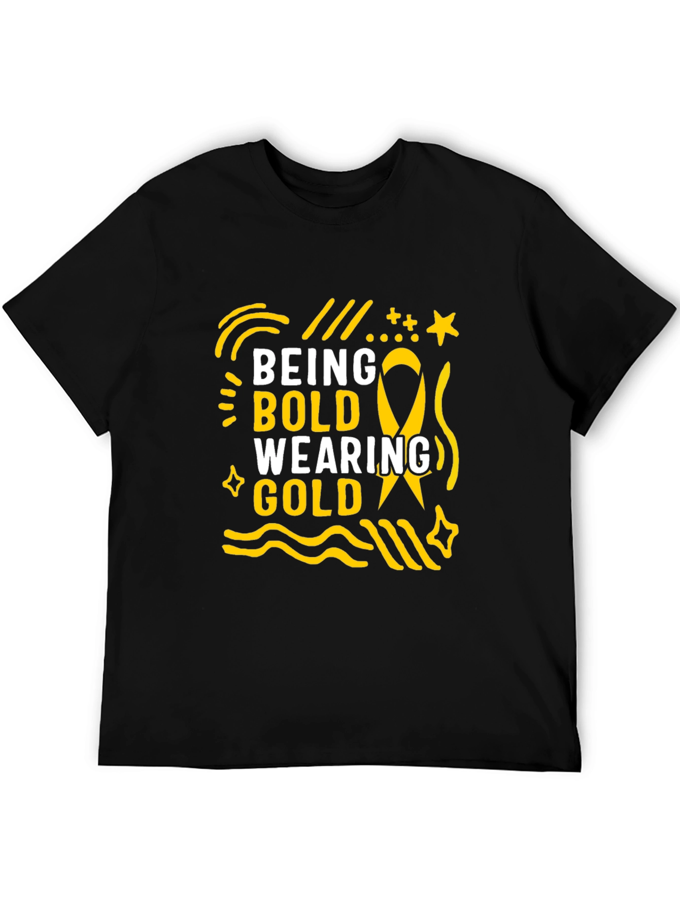Black Being Bold Wearing Gold Black T-Shirt view 5