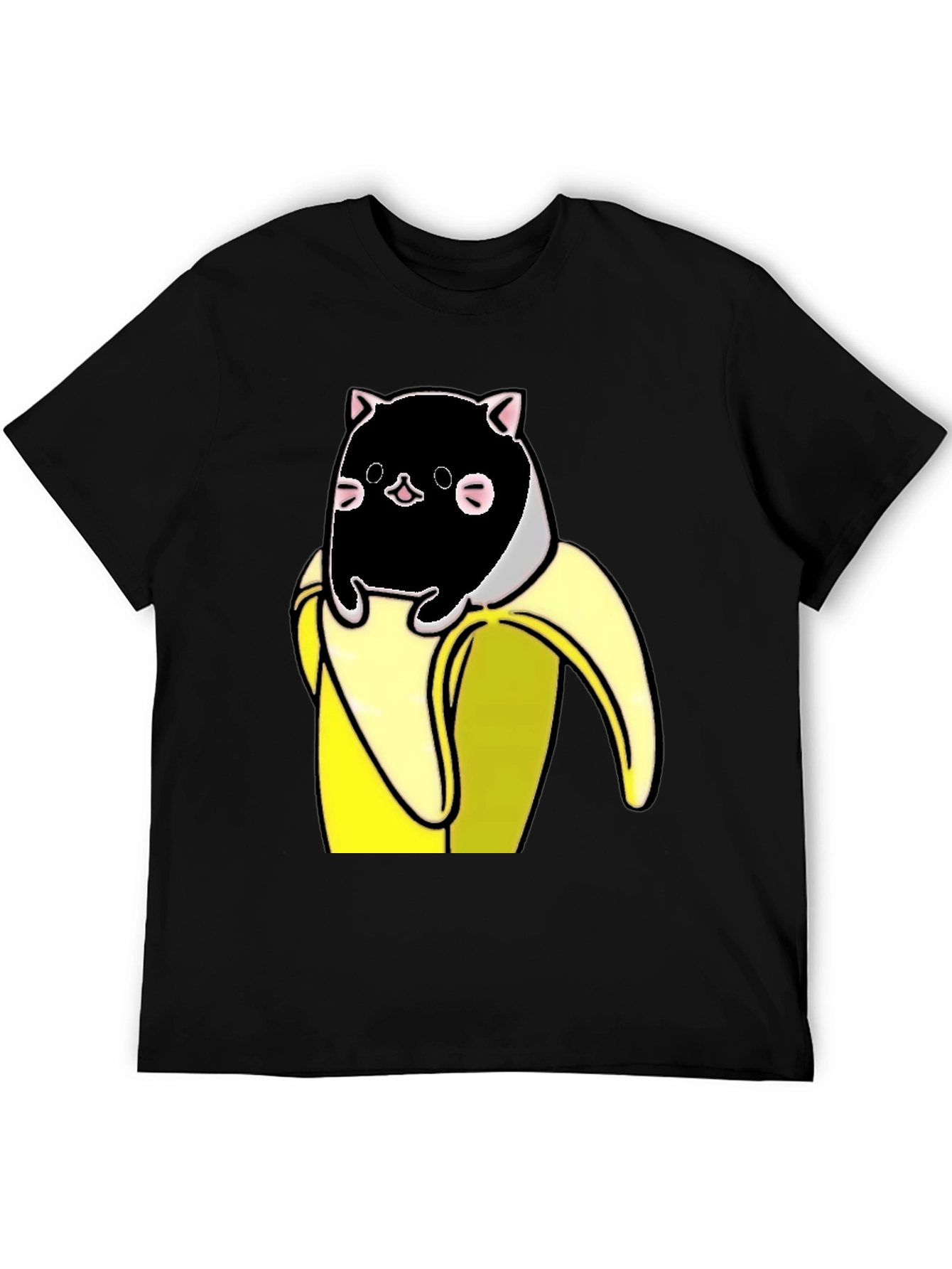 Black Banana Cat T-Shirt - Whimsical Graphic Tee view 5