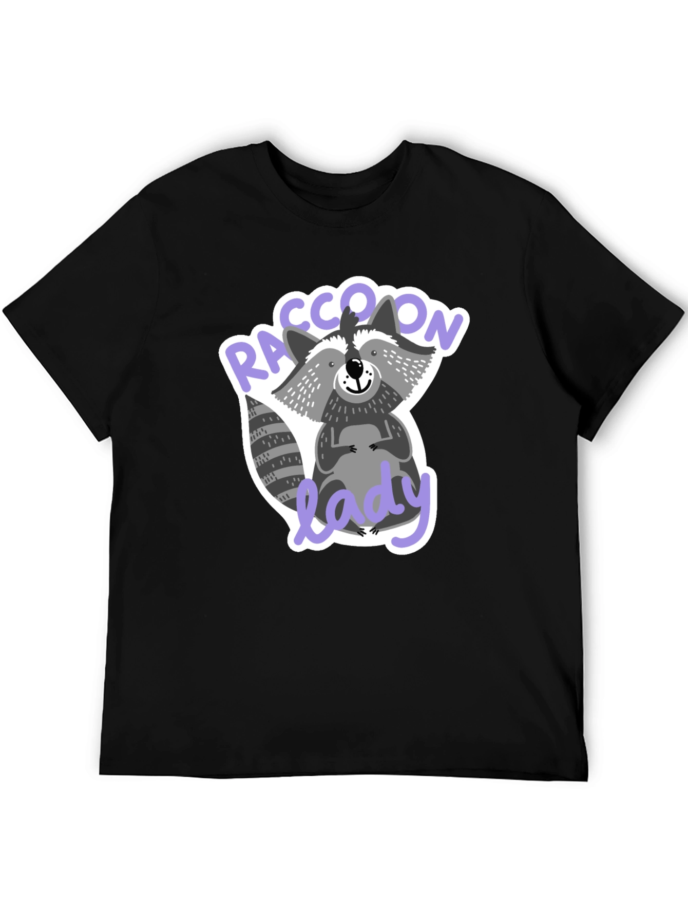 Black Raccoon Lady T-Shirt Funny Animal Lover Tee view 5