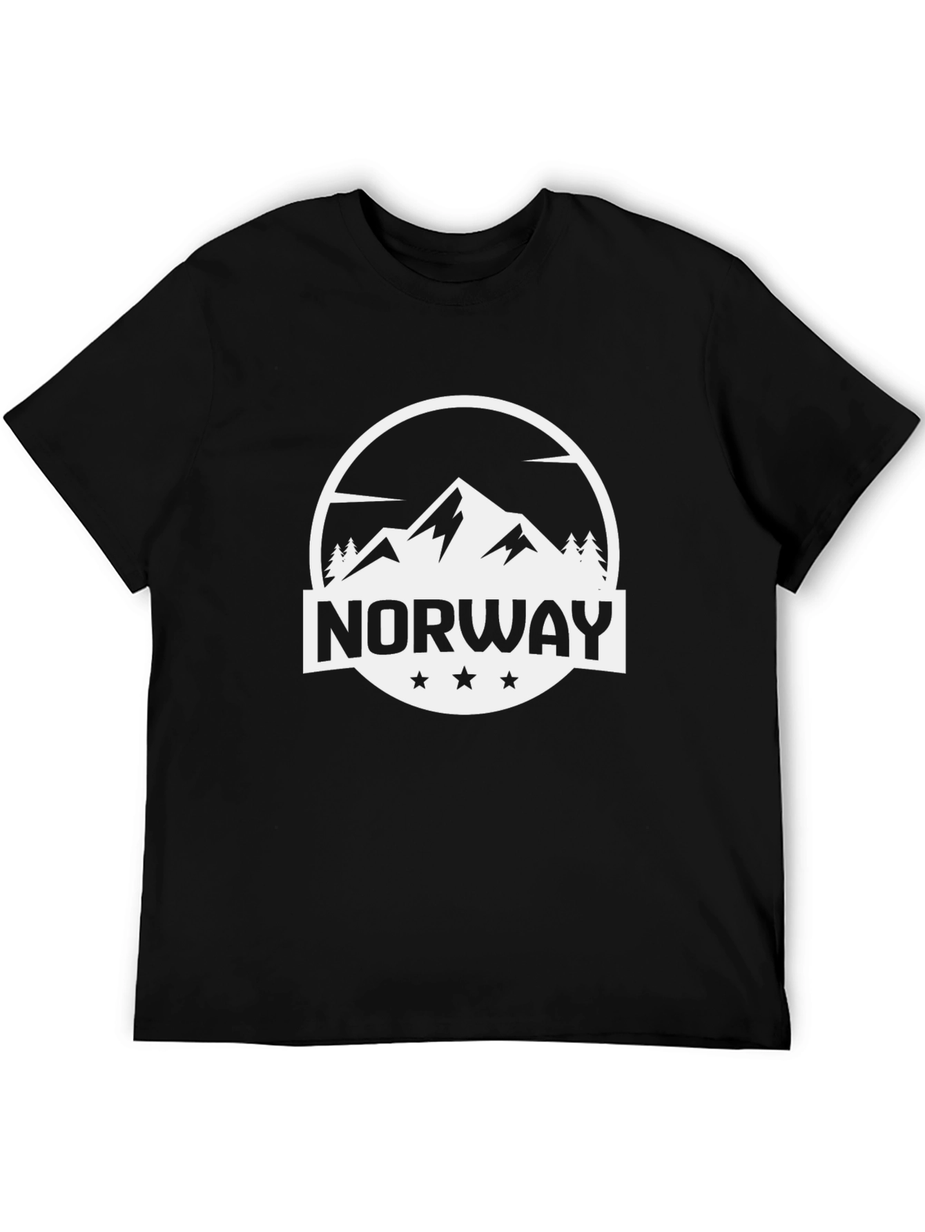 Black Norway Mountain Graphic Black T-Shirt view 5