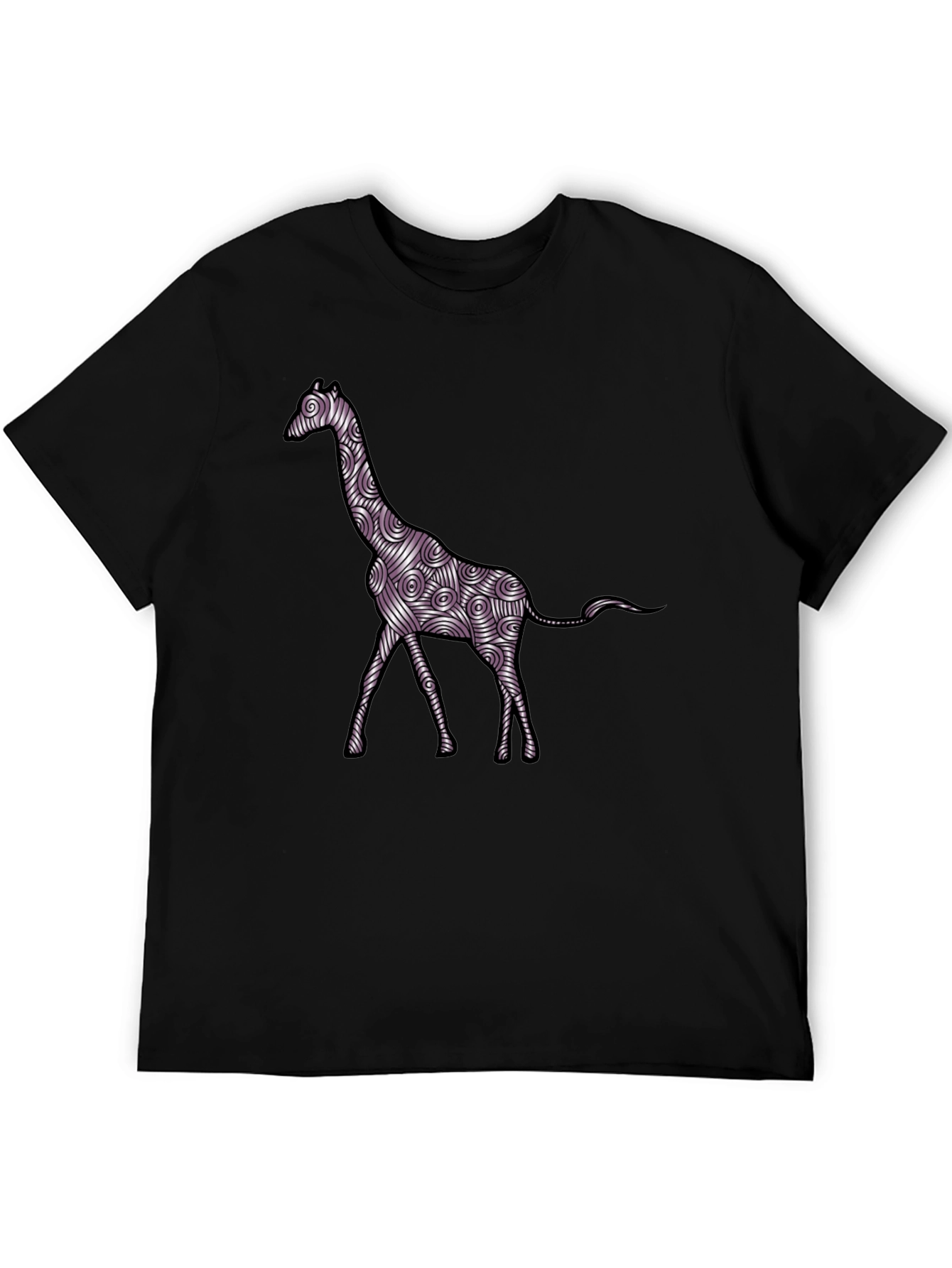 Black Giraffe Art Men's Black T-Shirt view 5