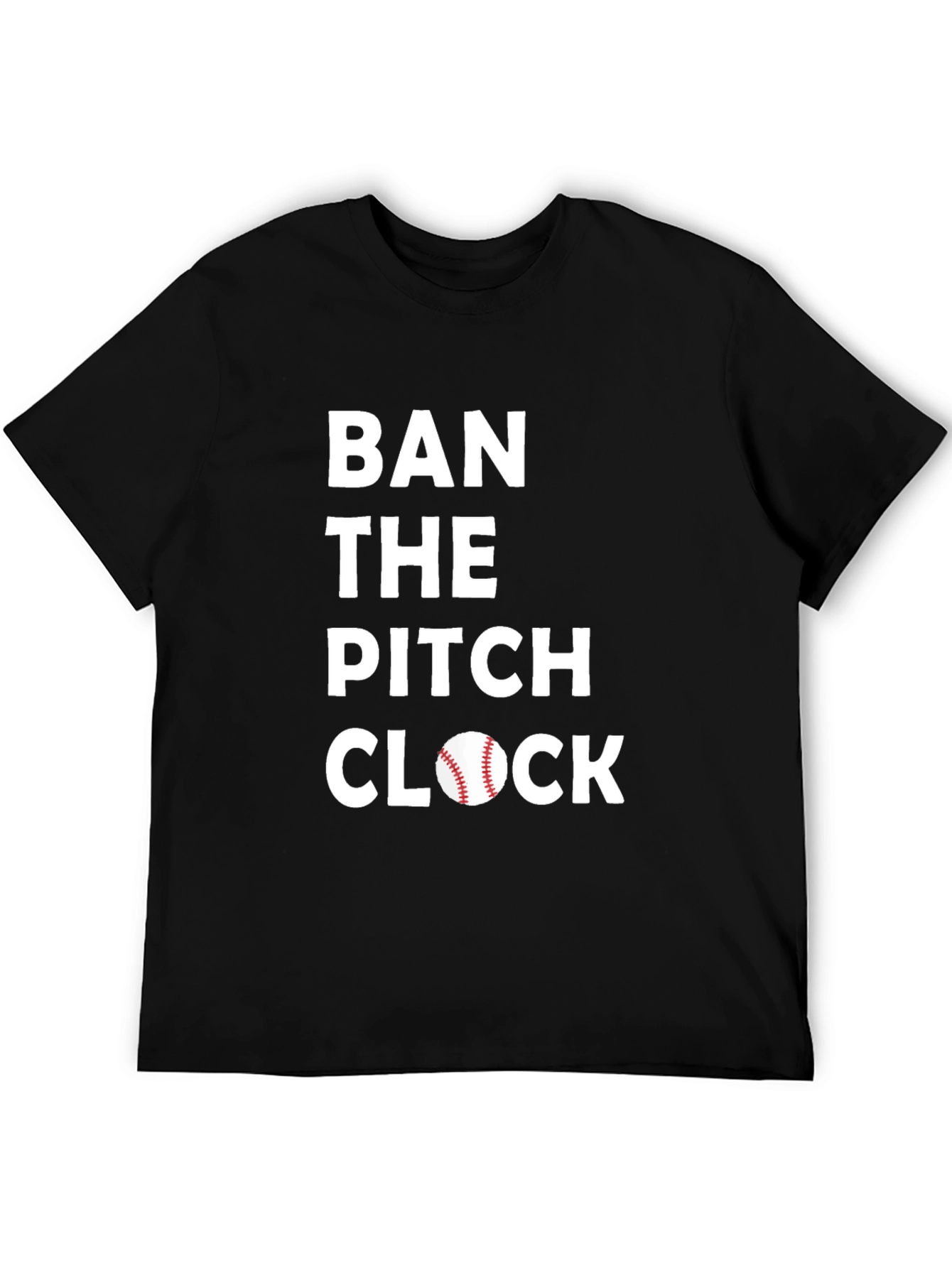 Black Ban the Pitch Clock Baseball T-Shirt view 5