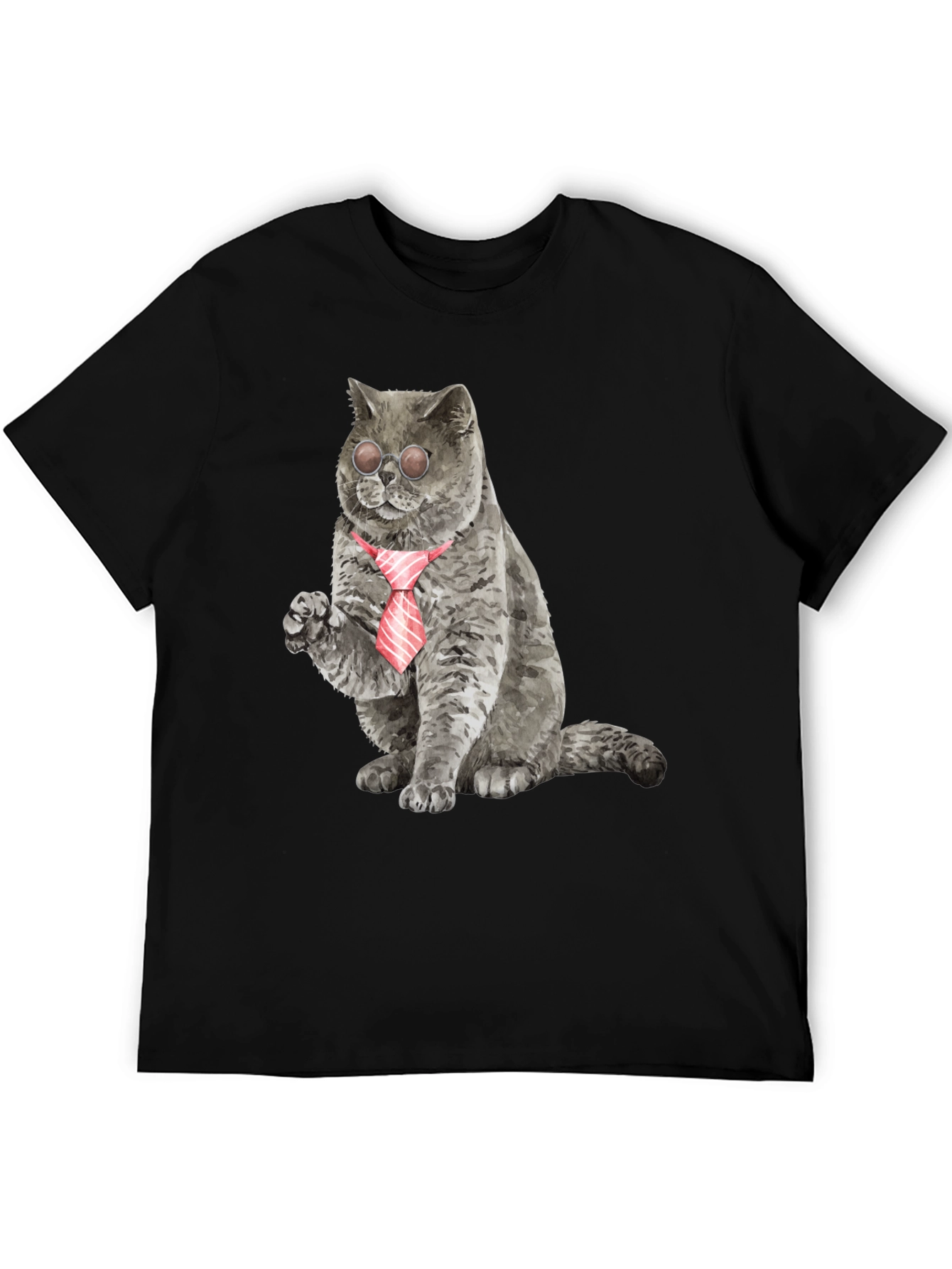 Black Cool Cat Tee - Cat with Tie & Shades view 5