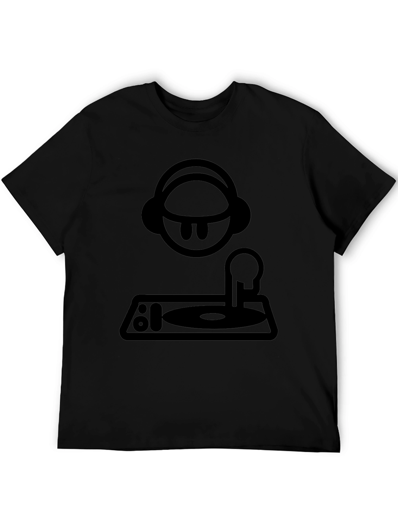 Black DJ Cartoon Graphic T-Shirt - Black view 5