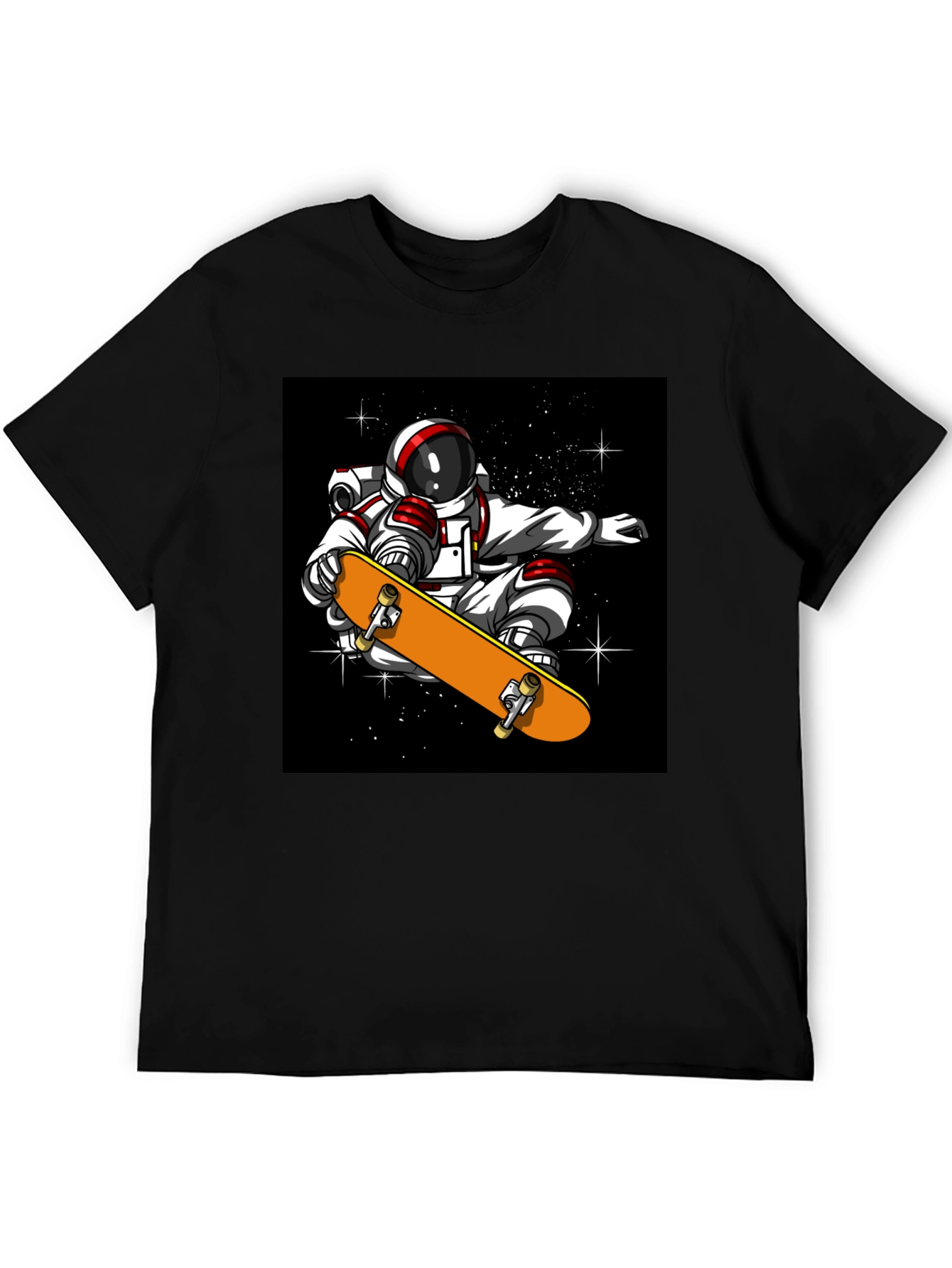 Black Skateboarding Astronaut T-Shirt - Cool Space Design view 5