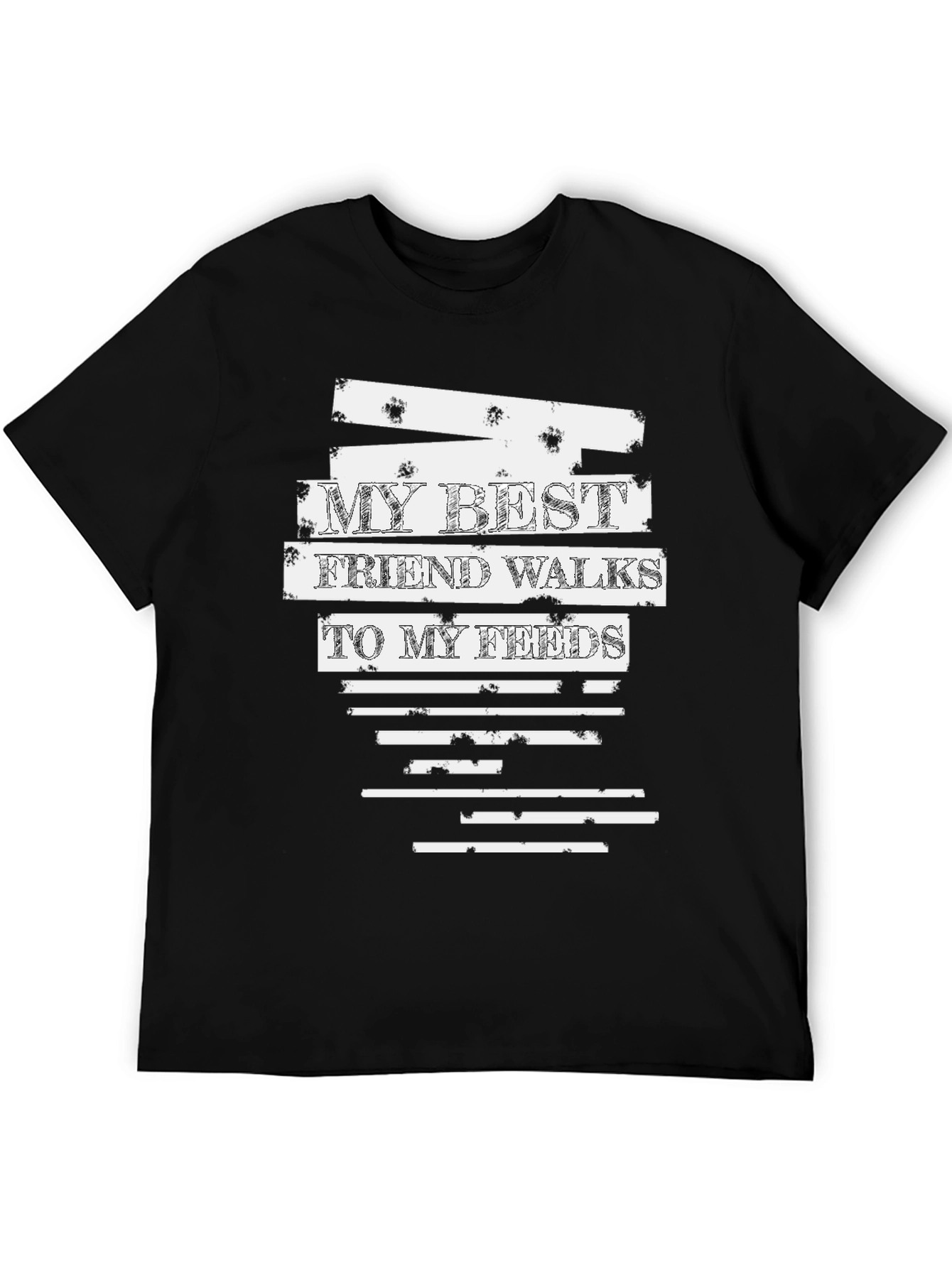 Black My Best Friend Walks To My Feeds Black T-Shirt view 5