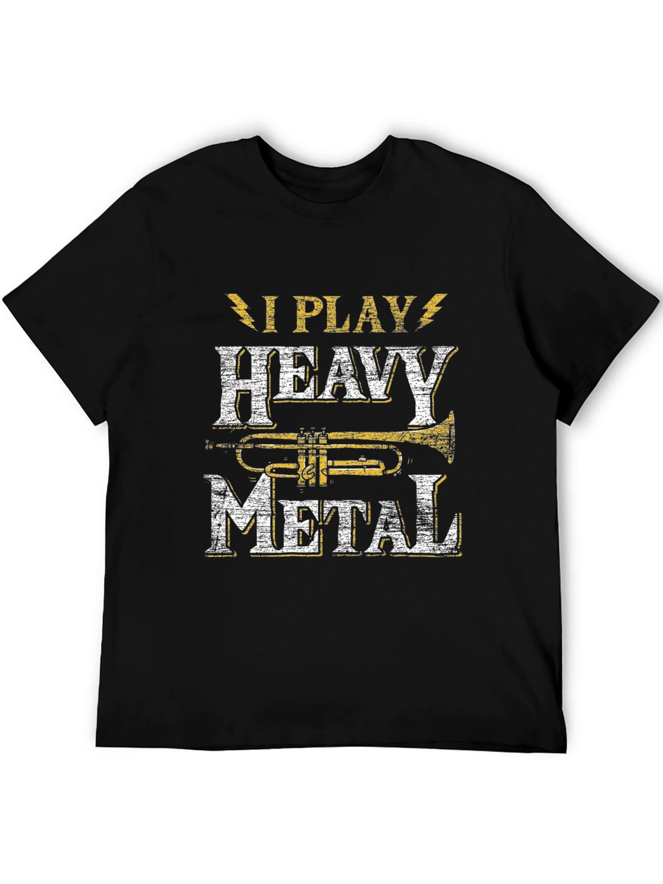 Black I Play Heavy Metal Trumpet Musician T-Shirt view 5