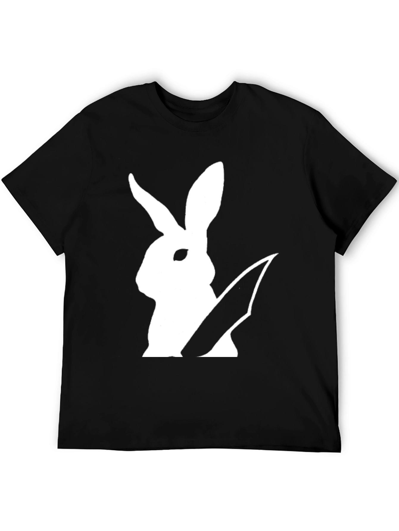 Black Rabbit With Knife Graphic Tee - Black Cotton T-Shirt view 5