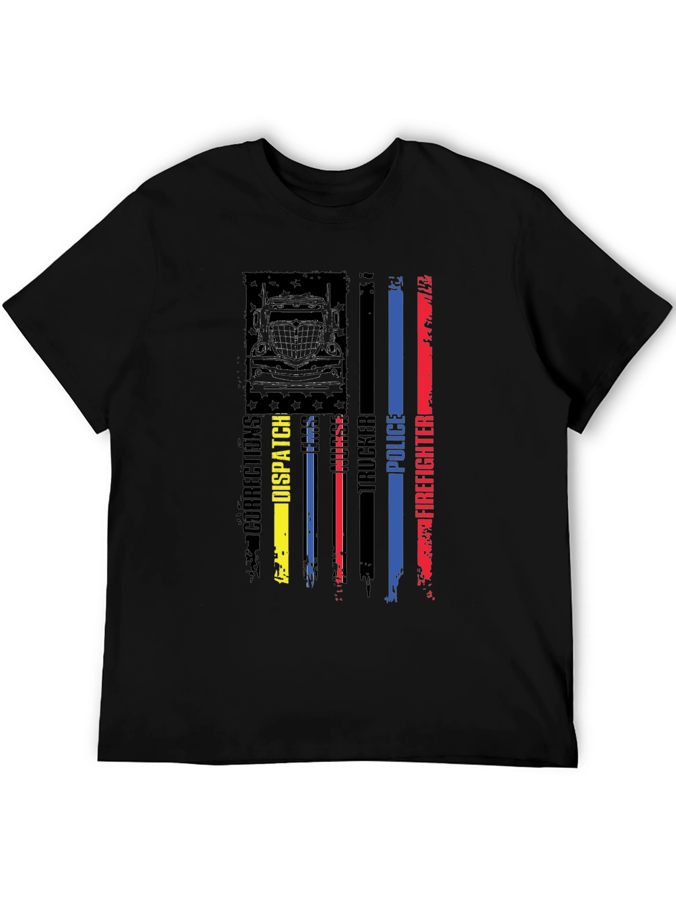 Black American Flag First Responder Graphic Tee view 5