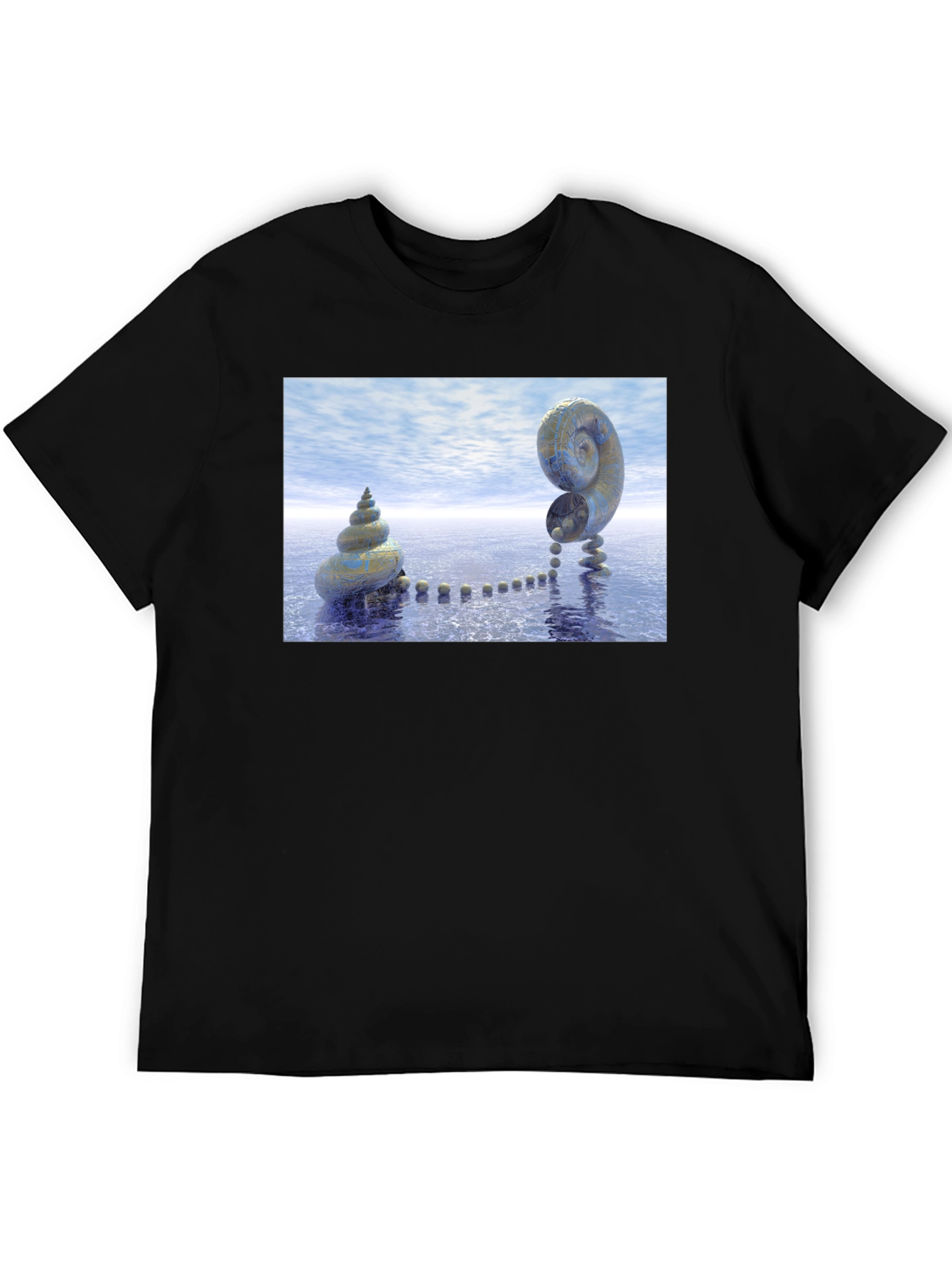 Black Spiral Shell Island T-Shirt view 5