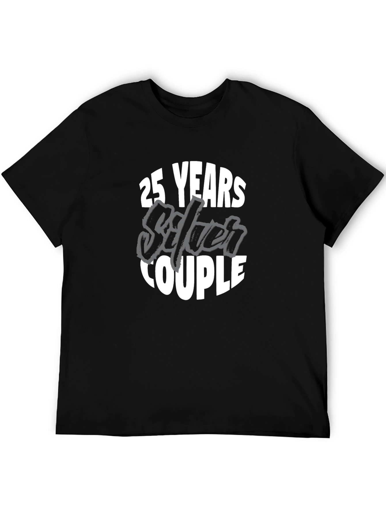 Black 25th Anniversary Silver Couple T-Shirt view 5