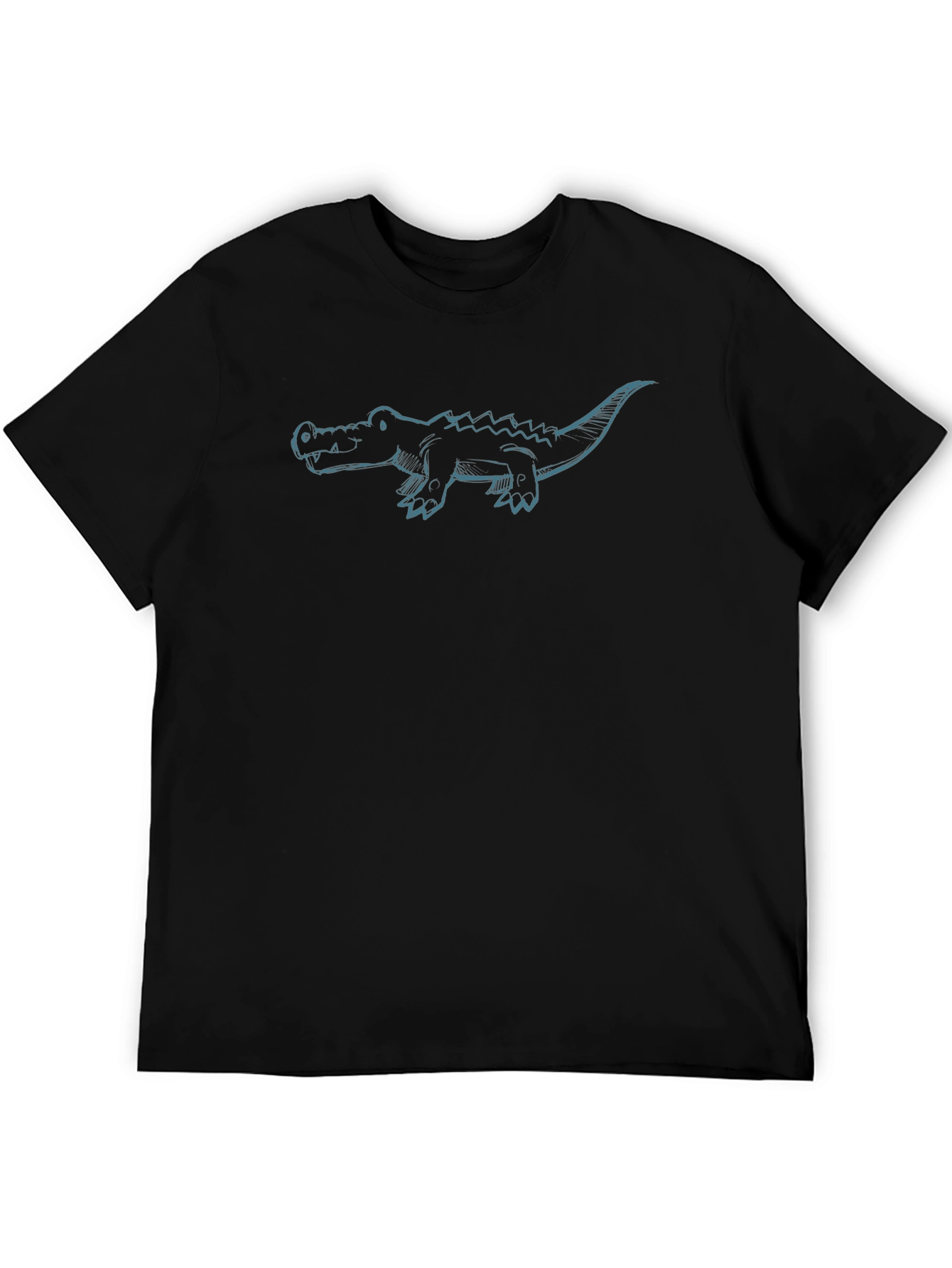 Black Cool Crocodile Graphic Tee - Black Cotton T-Shirt view 5